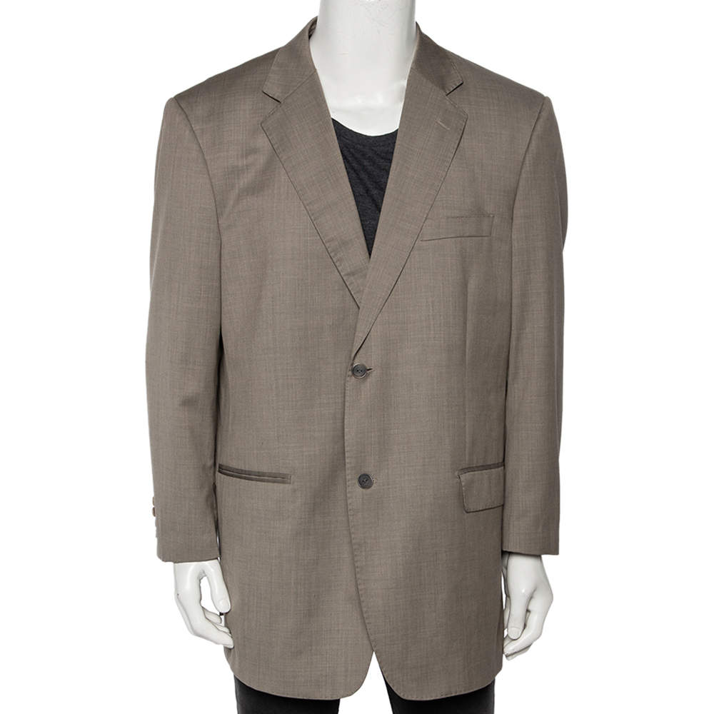 Pre Owned Balmain Vintage Grey Wool Single Breasted Blazer XXXXL 