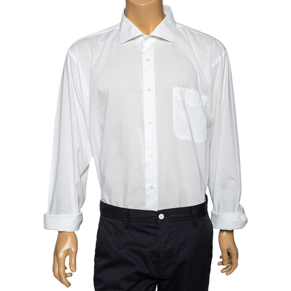 Pre Owned Balmain White Cotton Button Front Shirt 3XL