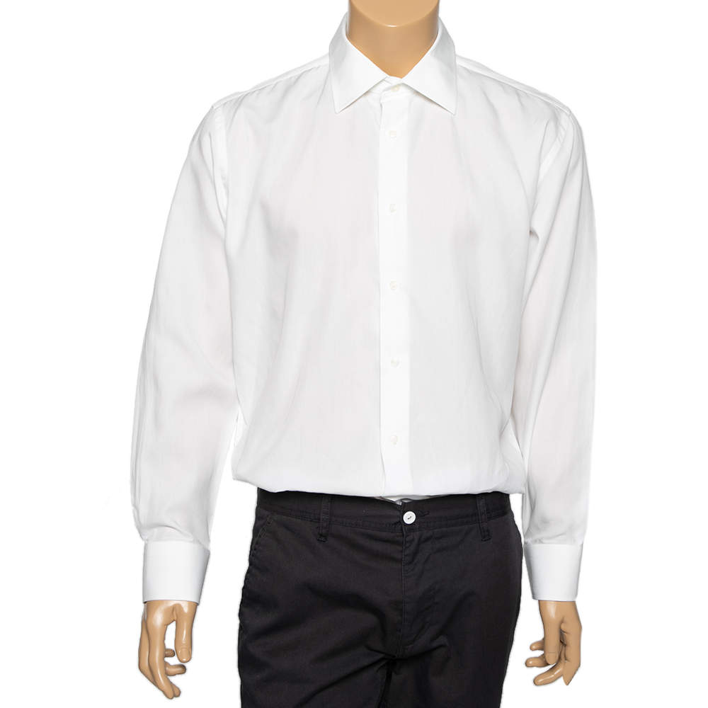Pre Owned Balmain White Cotton Button Front Shirt XL