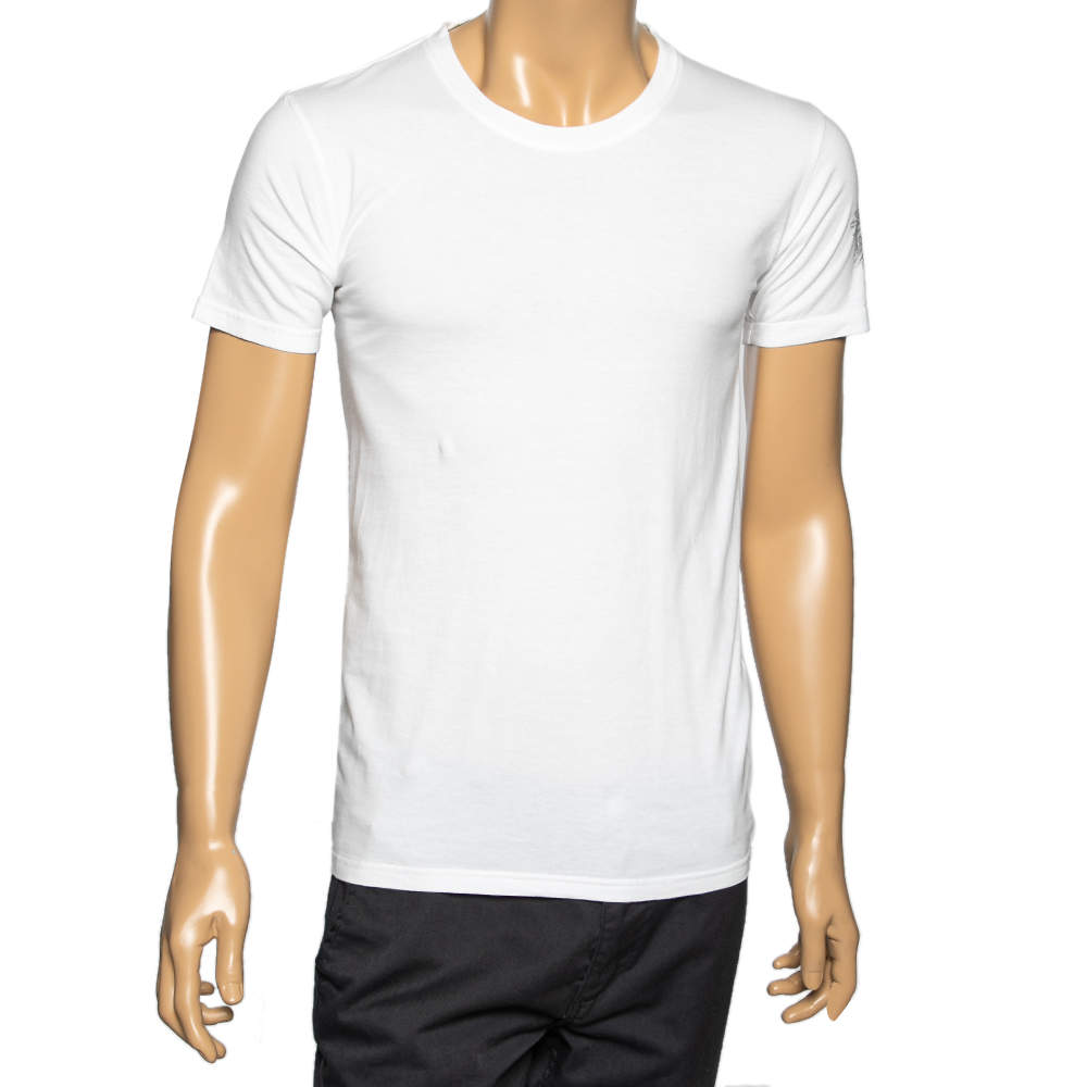 Pre Owned Balmain White Cotton Crew Neck Short Sleeve T-shirt XS