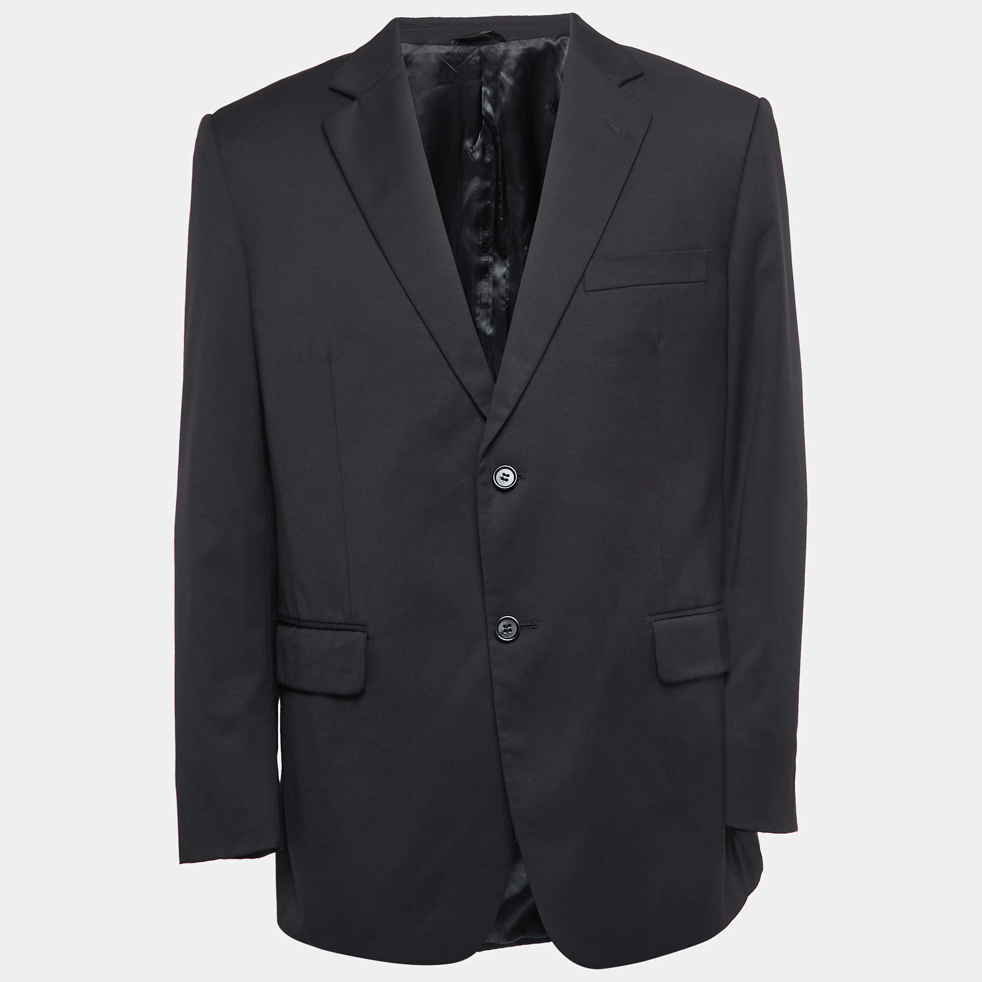 Pre Owned Balmain Navy Blue Wool Button Front Blazer XXL