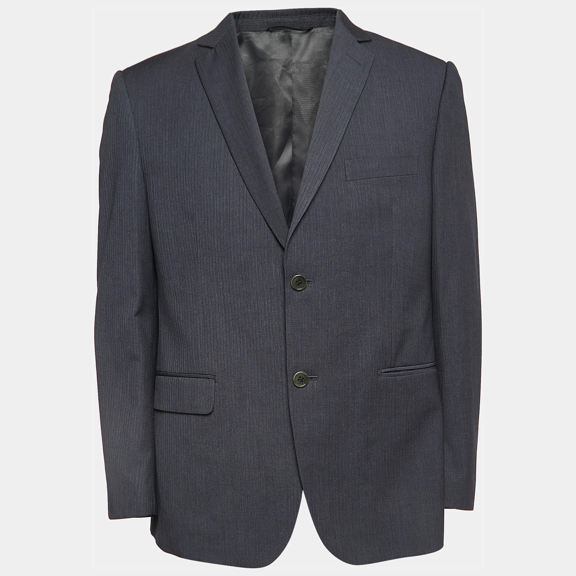 Pre Owned Balmain Grey Wool Single Breasted Slim Fit Blazer XL