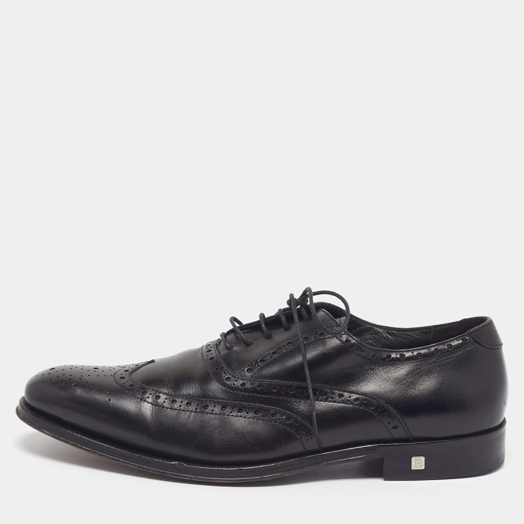 Pre Owned Balmain Size 40 Black Leather Lace Up Oxfords