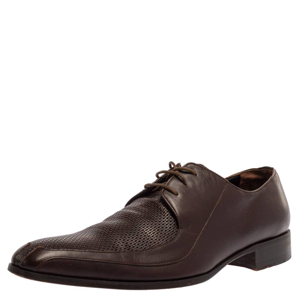 Balmain Brown Leather Lace Up Oxfords Size 43