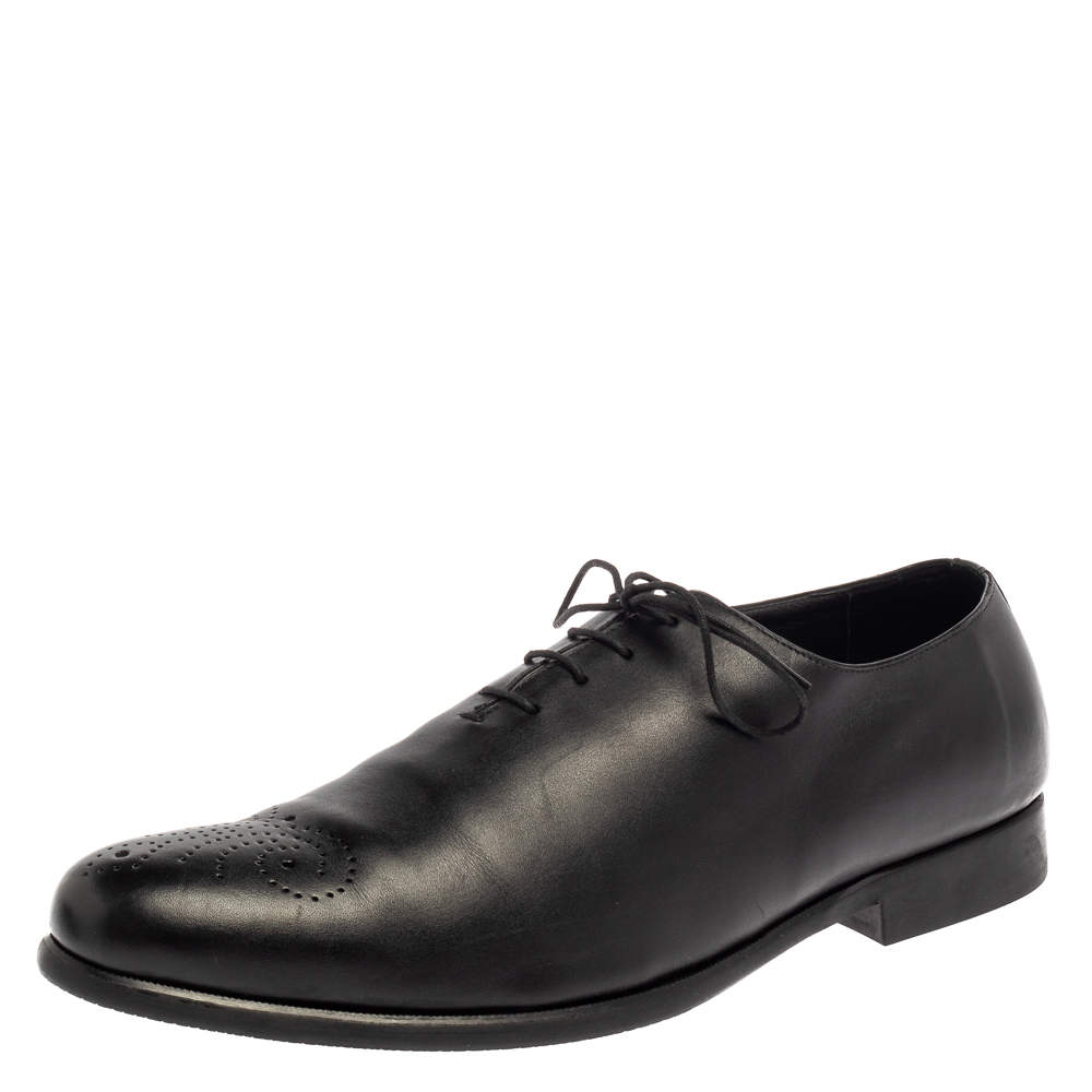 Balmain Black Leather Lace Up Oxfords Size 45