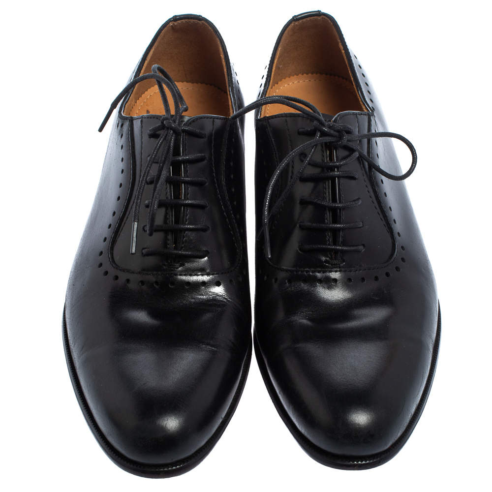 Balmain Black Leather Lace Up Oxfords Size 39 Balmain