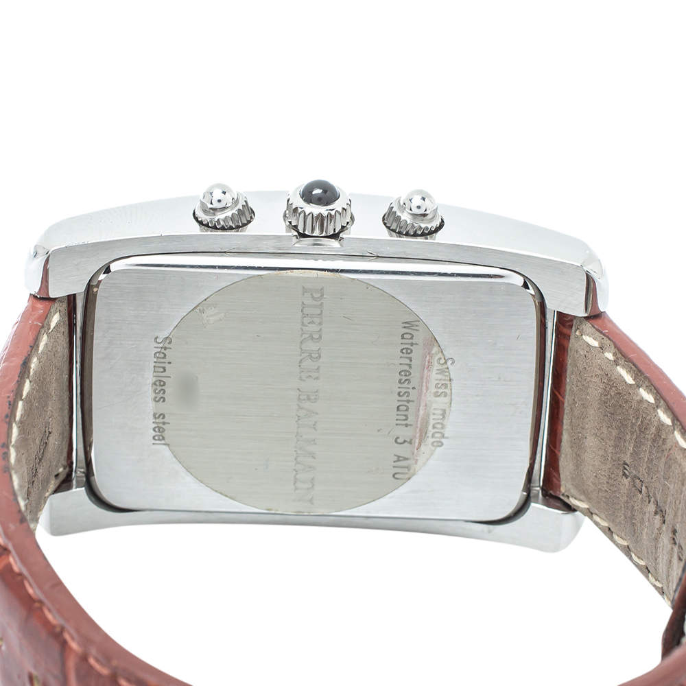 Pierre Silver Stainless Steel & Leather 5841 Wristwatch 33 mm Balmain |