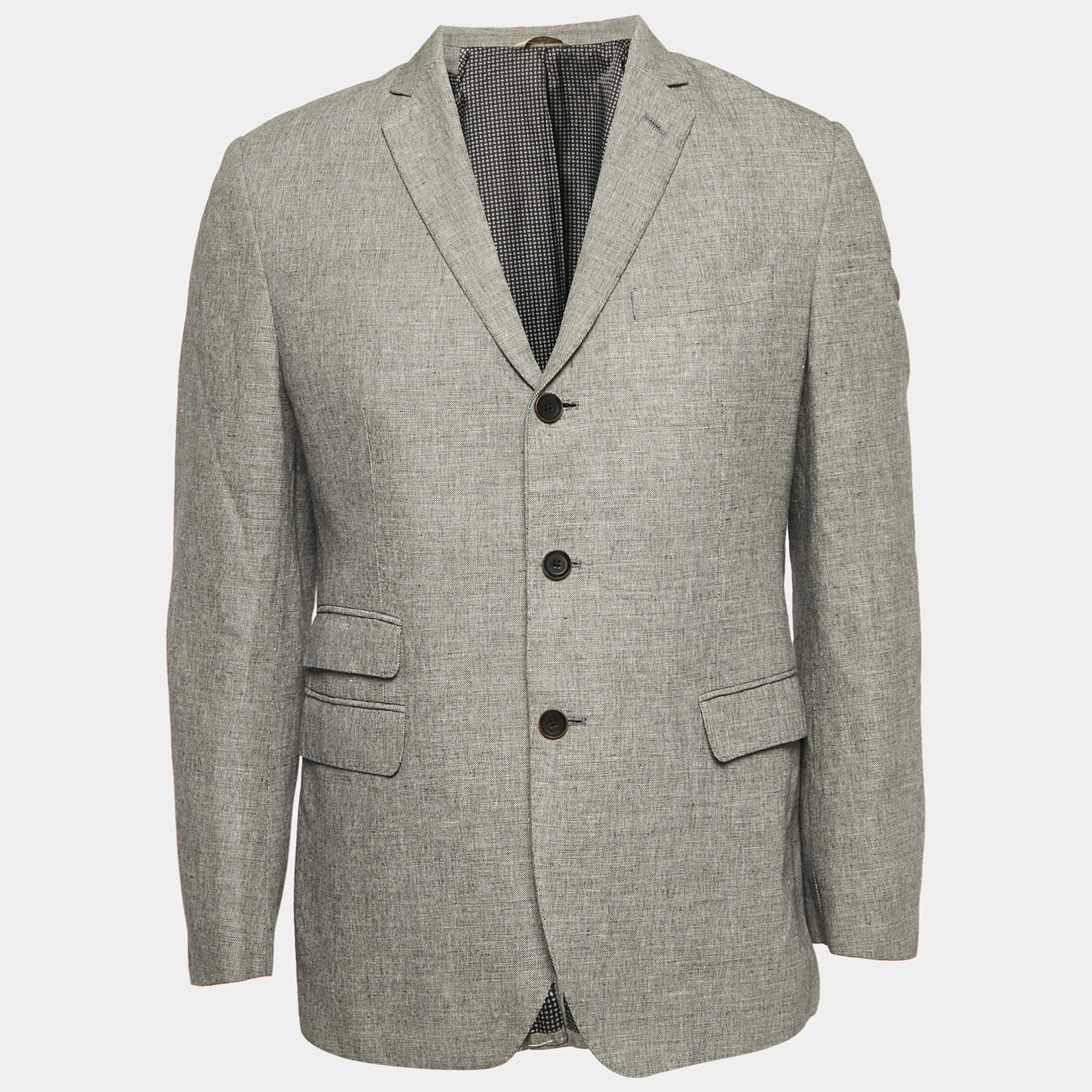 مملوكة مسبقًا بليزر بانا ريبابلك هيريتاج رمادي أمامي بأزرار نحيف مقاس كبير