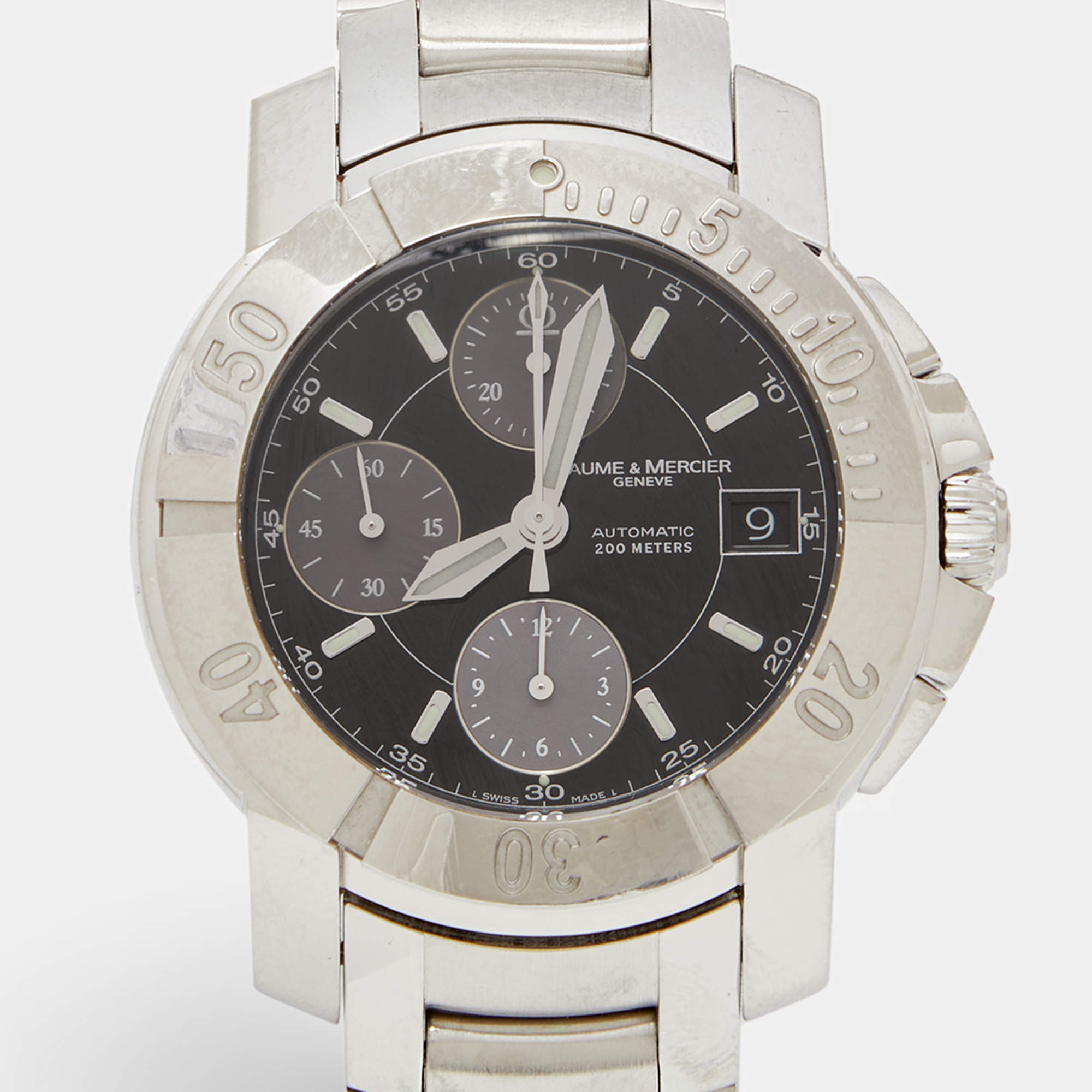 Baume & Mercier Black Stainless Steel Capeland S MOA08502 Men's Wristwatch 42 mm