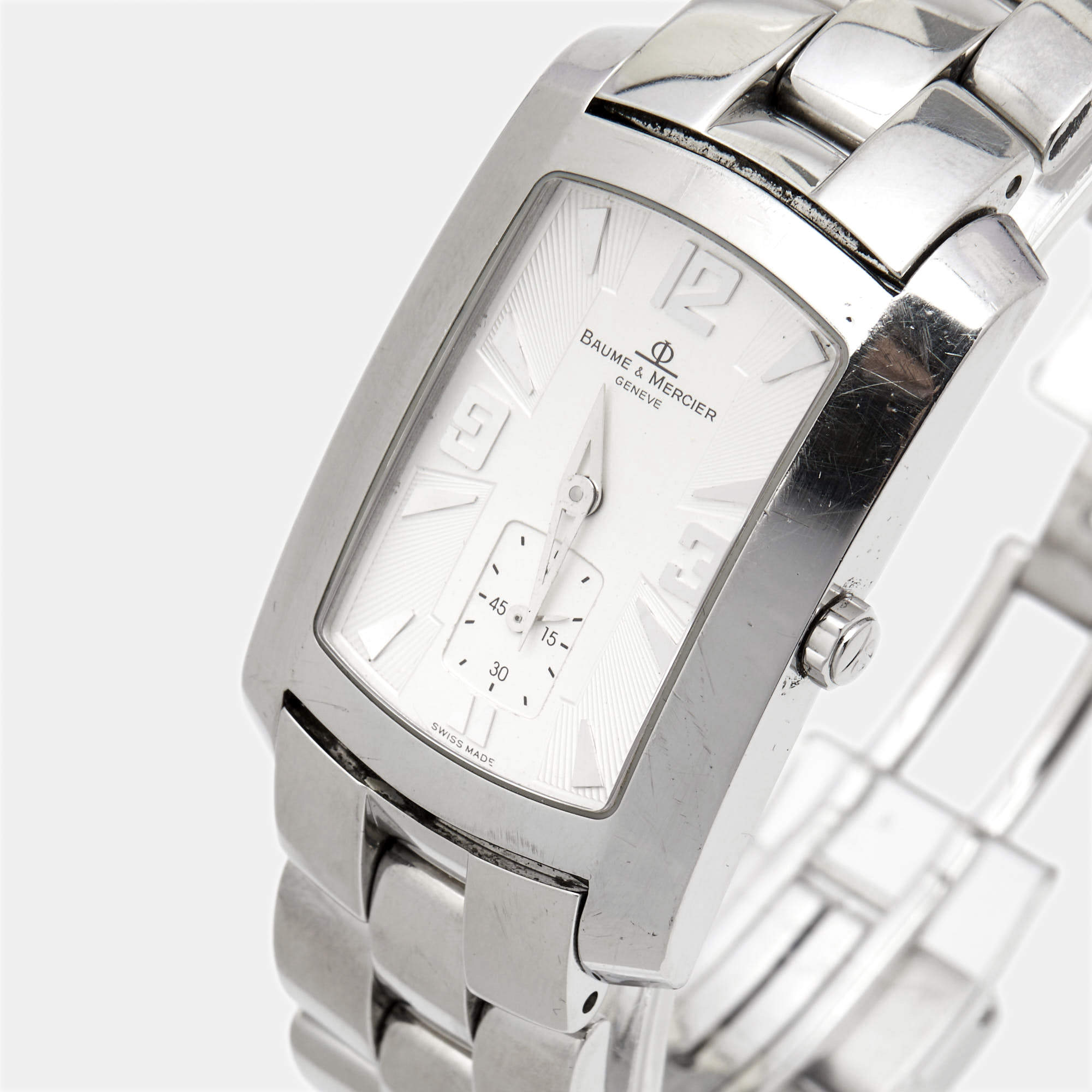 Baume Mercier Silver White Stainless Steel Hampton 65310 Men s