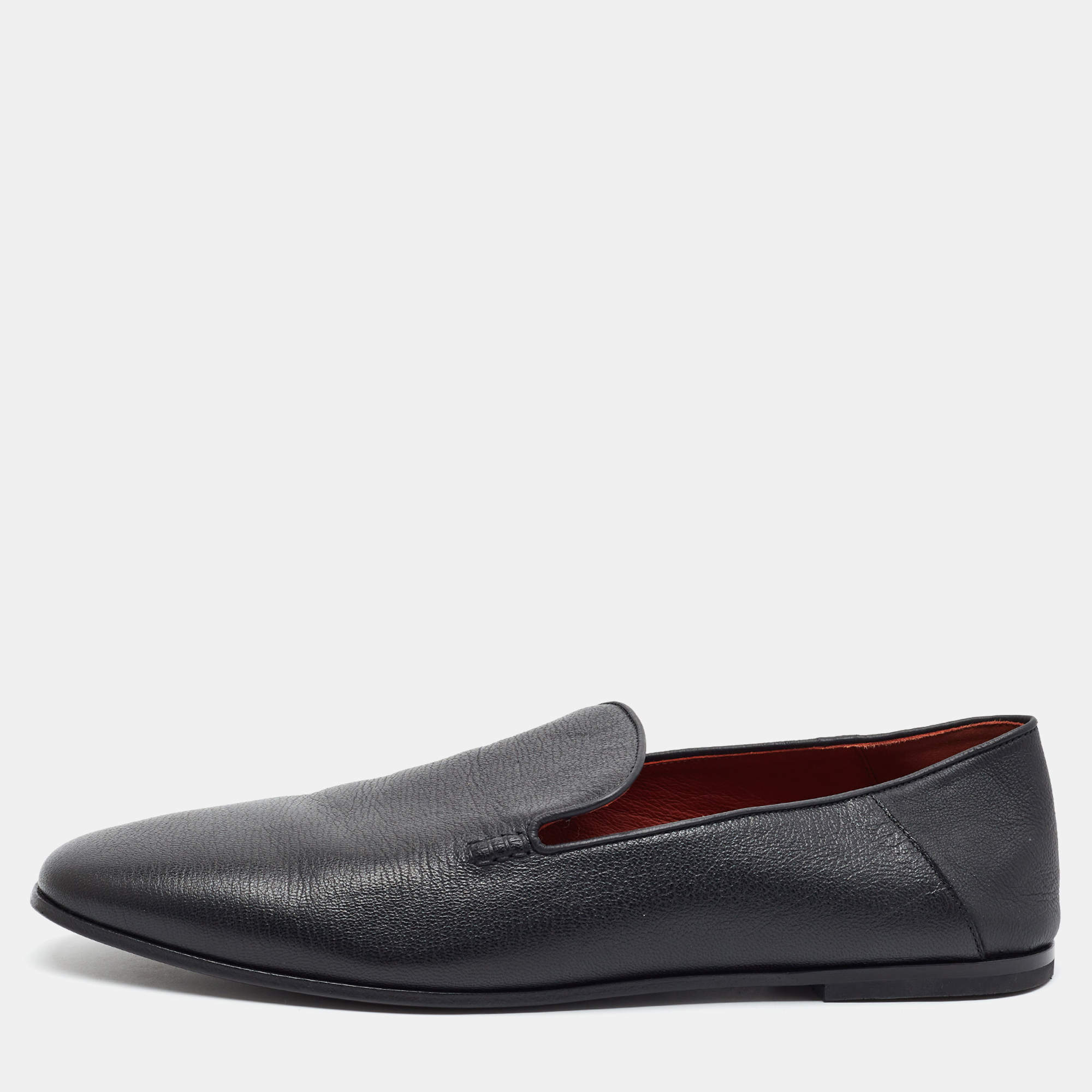 Pre Owned Berluti Escale Size 45.5 Black Leather Smoking Slippers
