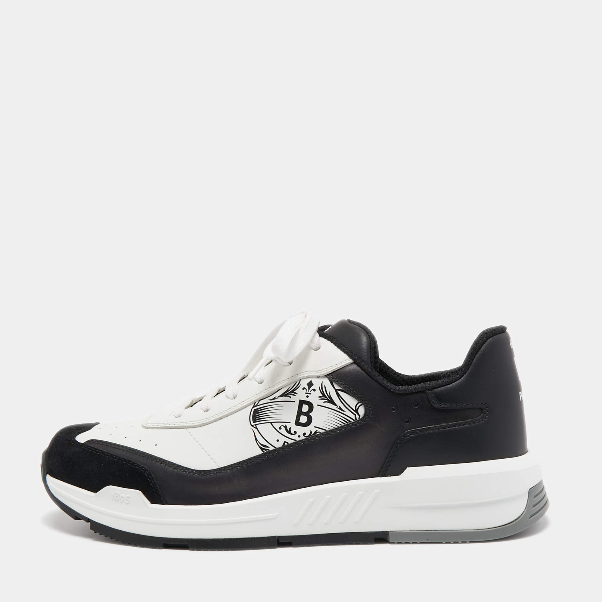 Pre Owned Berluti White/Black Leather Low Top Sneakers Size 42.5