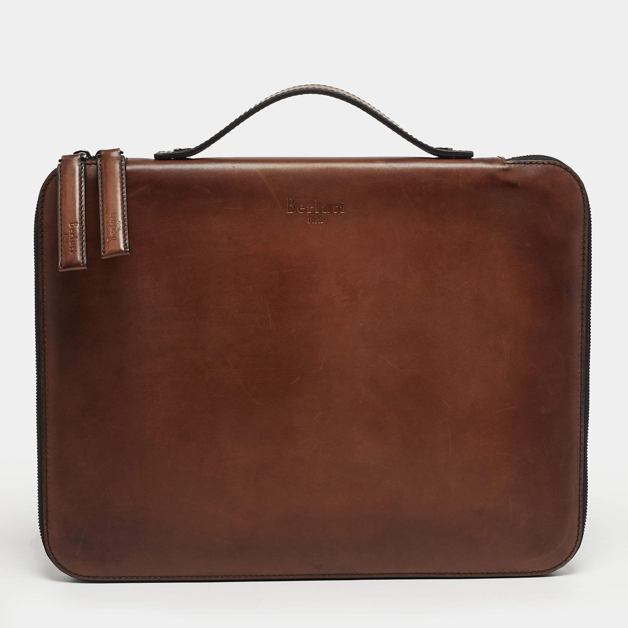 Pre Owned Berluti Nino Brown Leather Briefcase