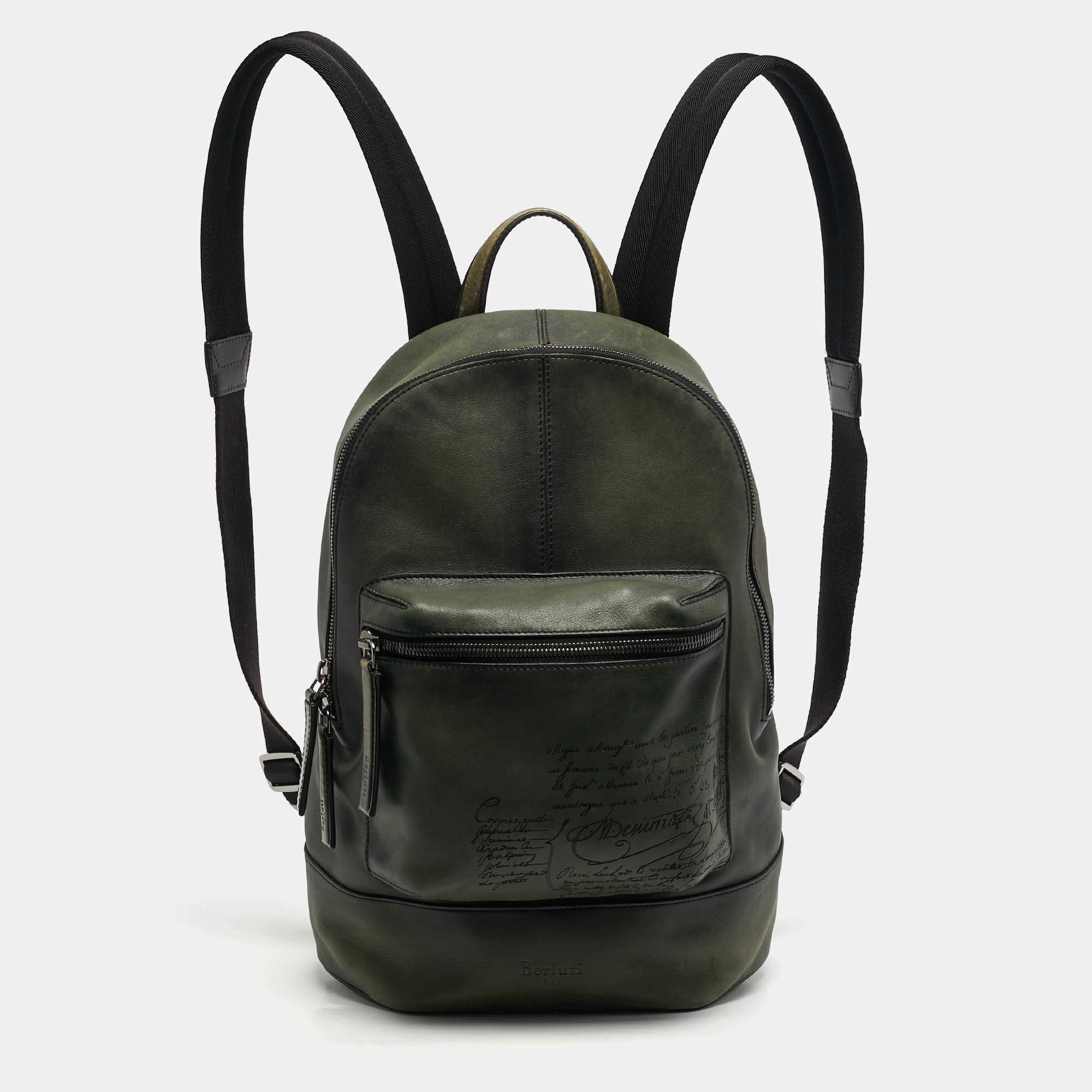 Pre Owned حقيبة ظهر برلوتي جلد سكريتو أخضر حجيم