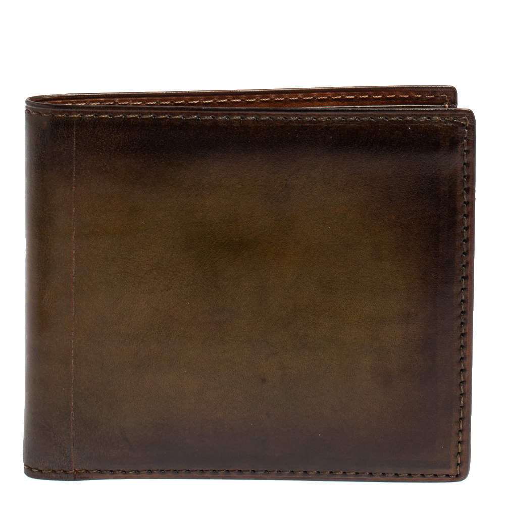Berluti Brown/Green Leather Makore Bifold Wallet