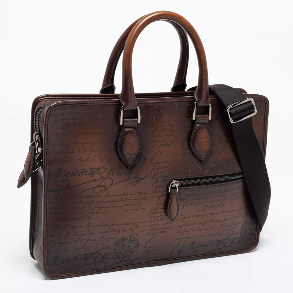 Berluti Cacao Intenso Leather Small Un Jour Scritto Briefcase Berluti