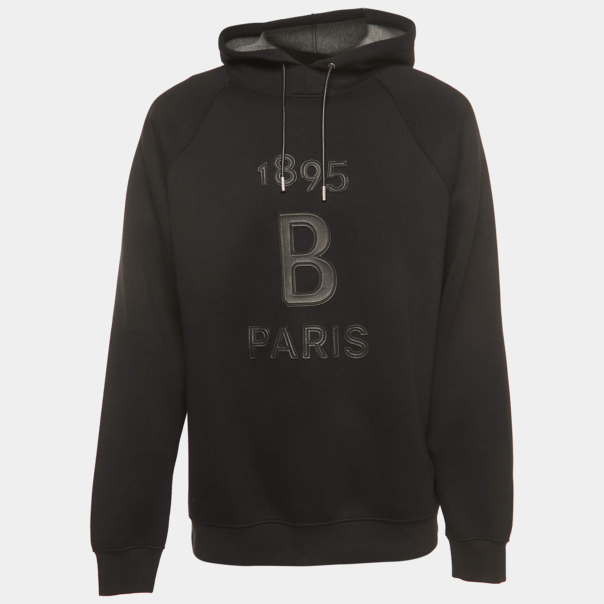 Berluti Black Knit Logo Leather Detail Hooded Sweatshirt XL