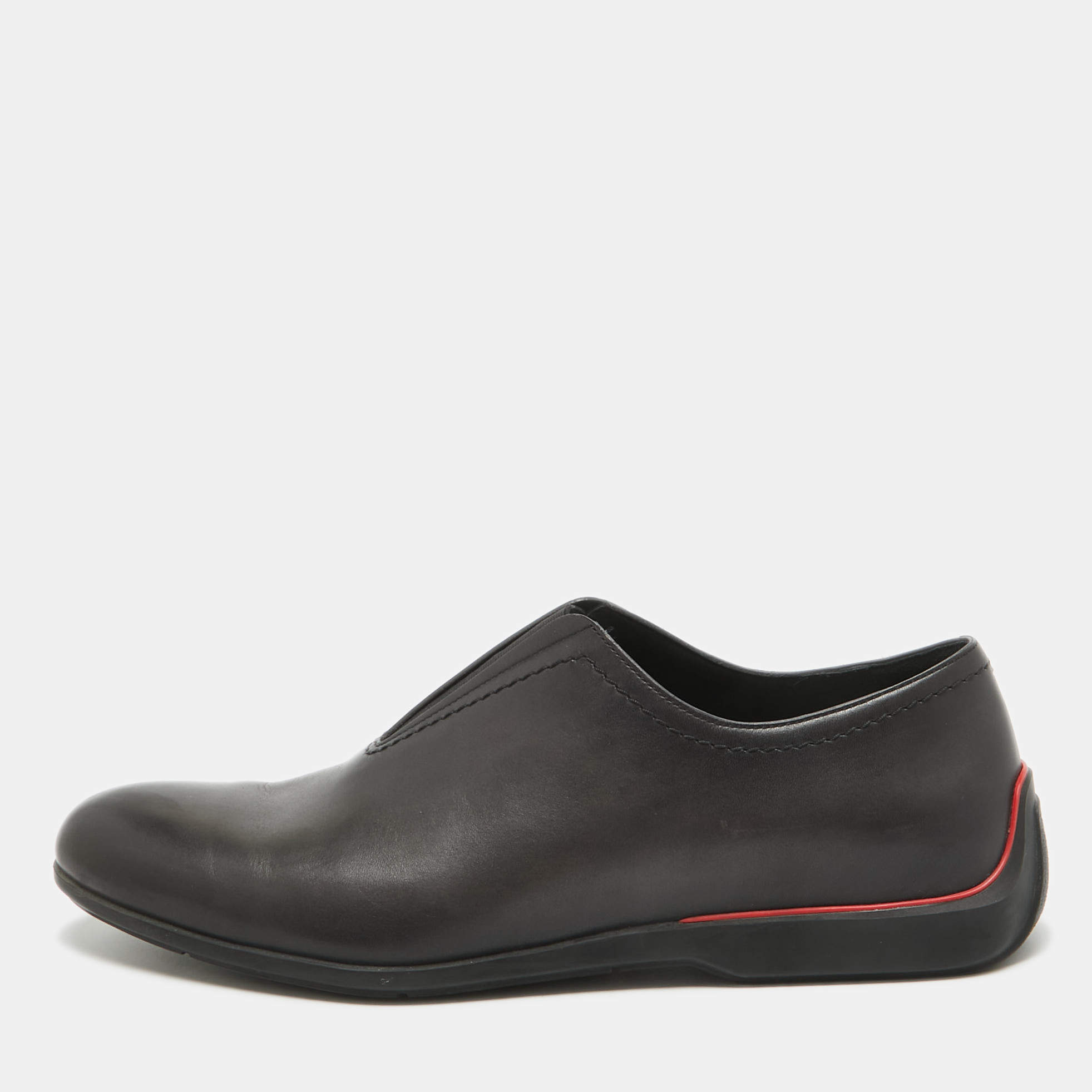 Pre Owned Berluti X Ferrari Black Leather Slip On Loafers Size 42