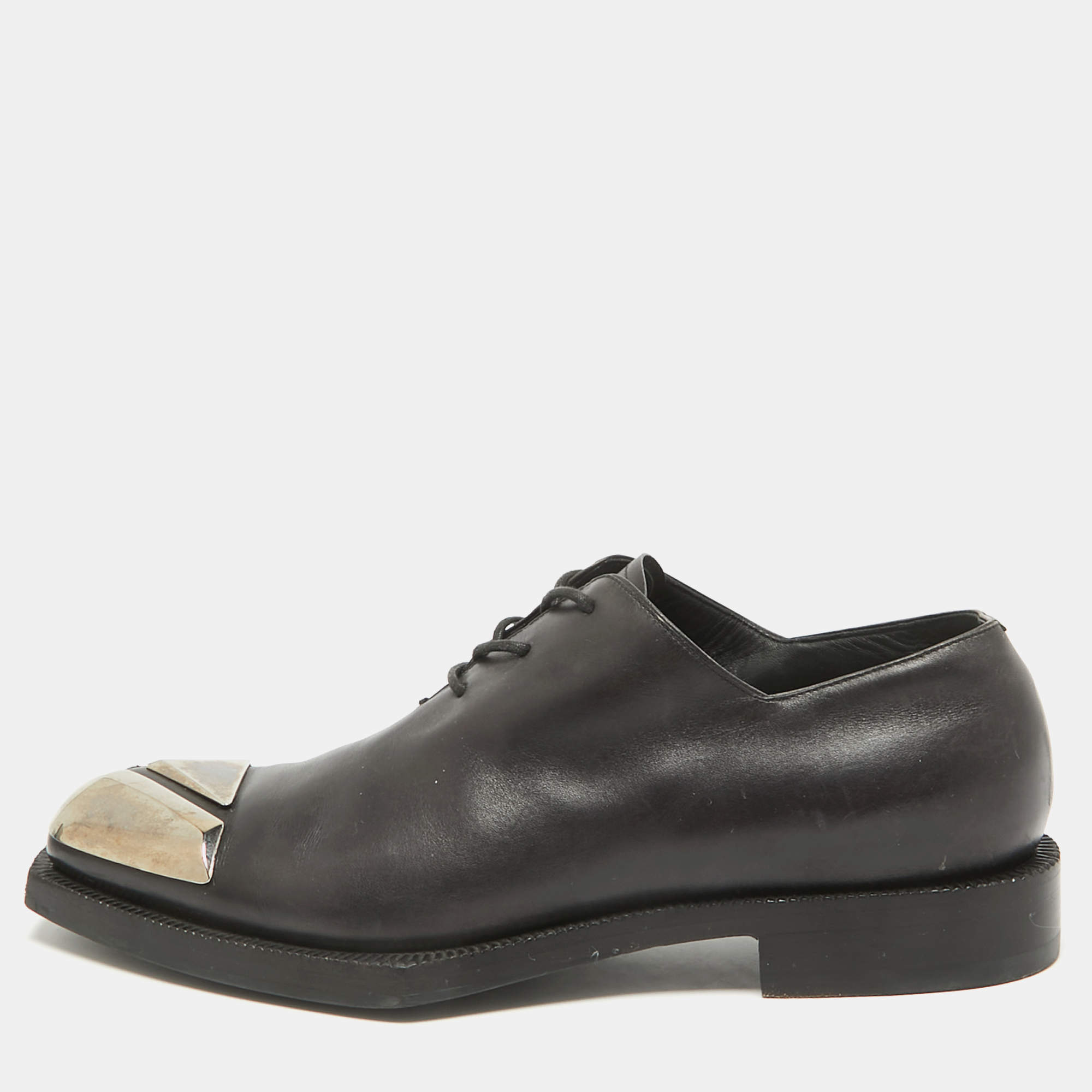 Berluti Black Leather Pointed Toe Lace Up  Oxfords Size 41