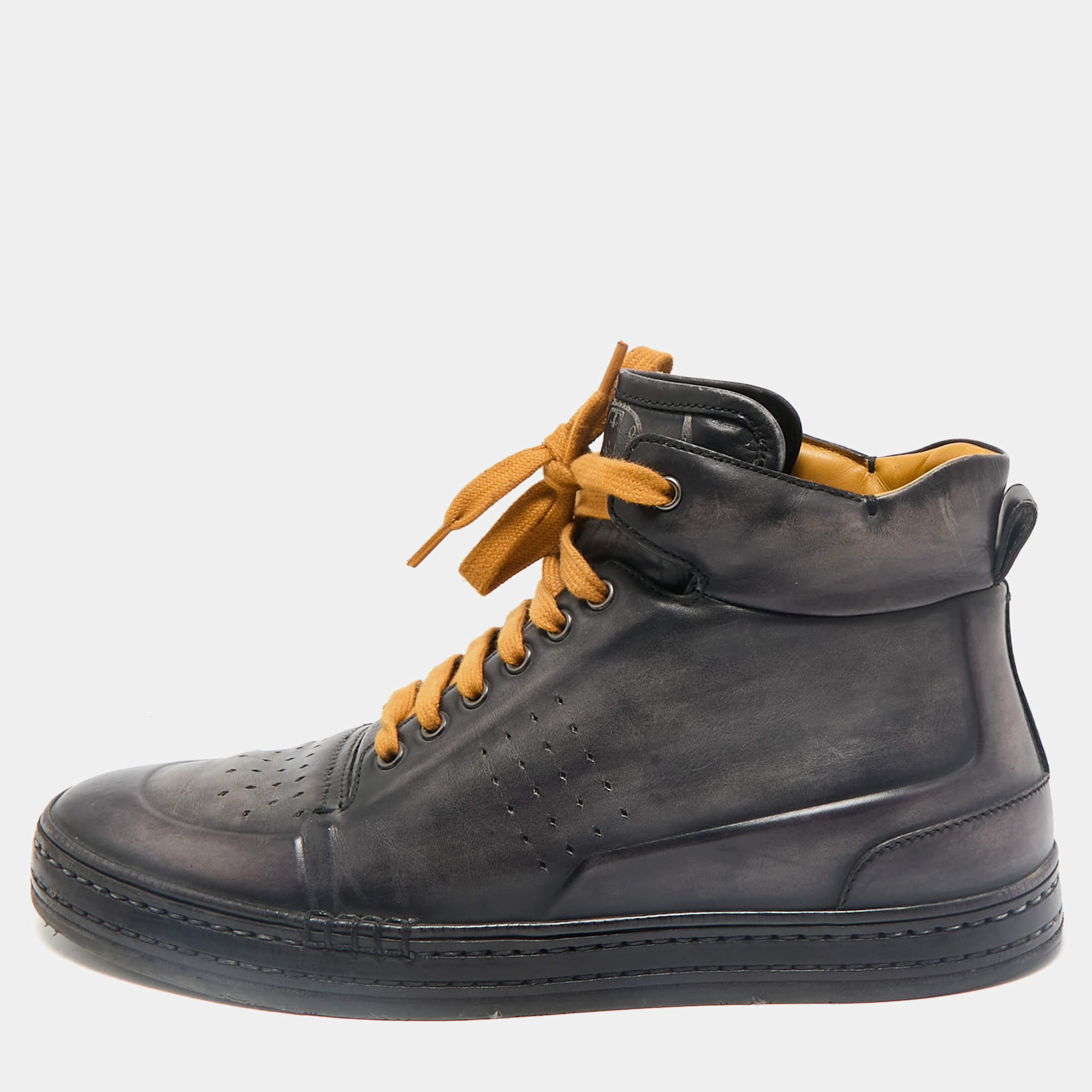 Berluti Two Tone Leather Playtime High Top Sneakers Size 43