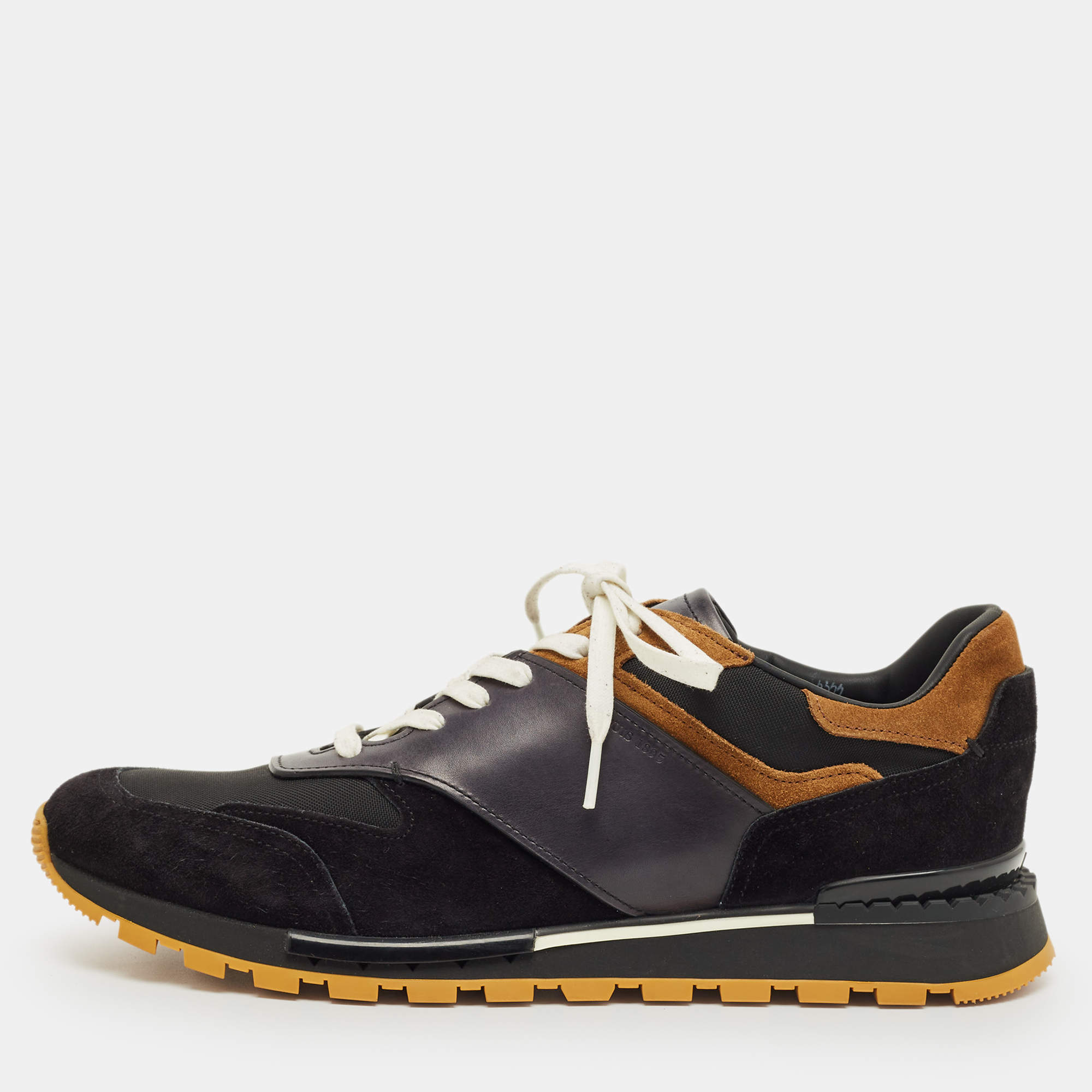 Pre Owned Berluti Two Tone  Leather and Suede Run Track Lace Up Sneakers Size 42