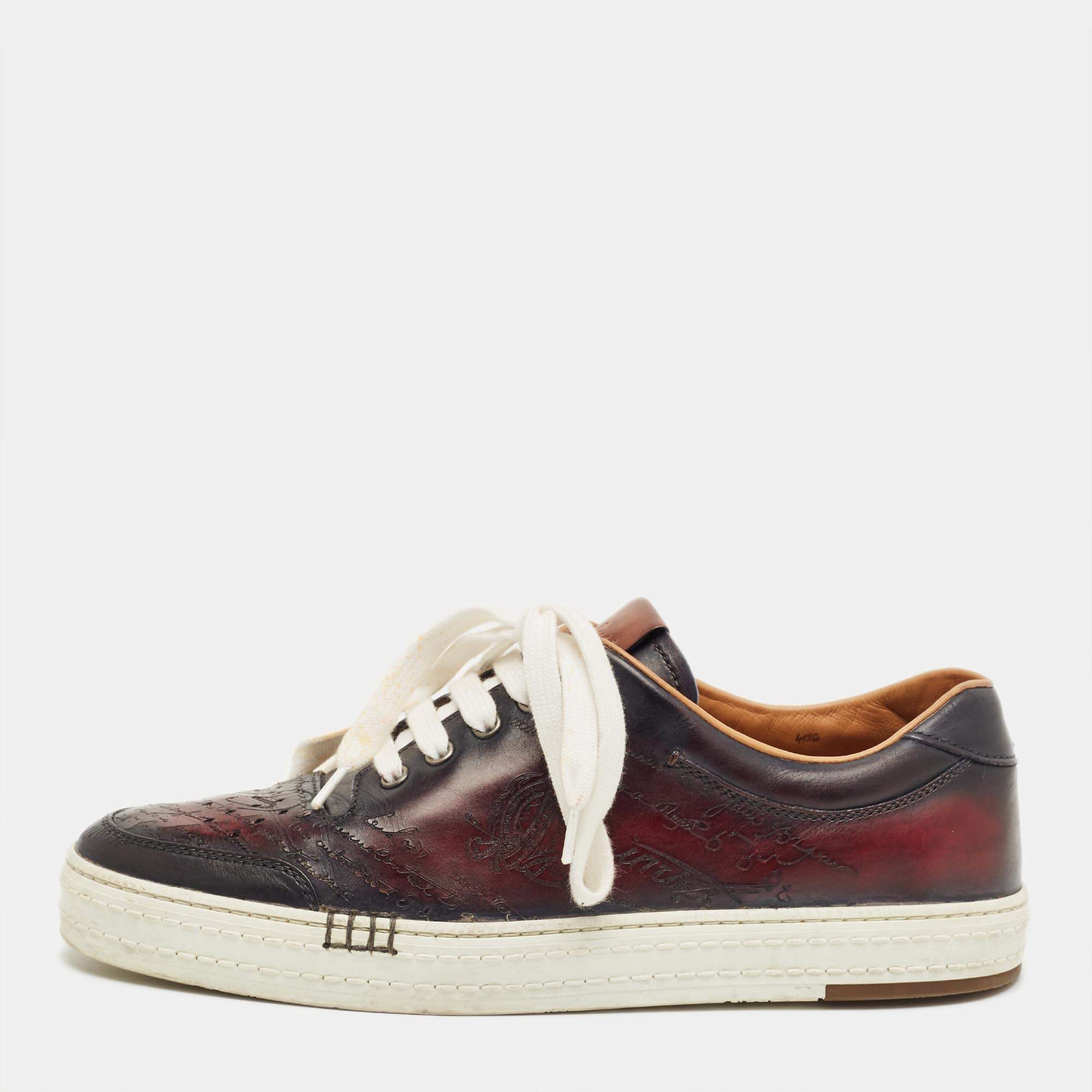 Pre Owned Berluti Multicolor Leather Playtime Lace Up Sneakers Size 42