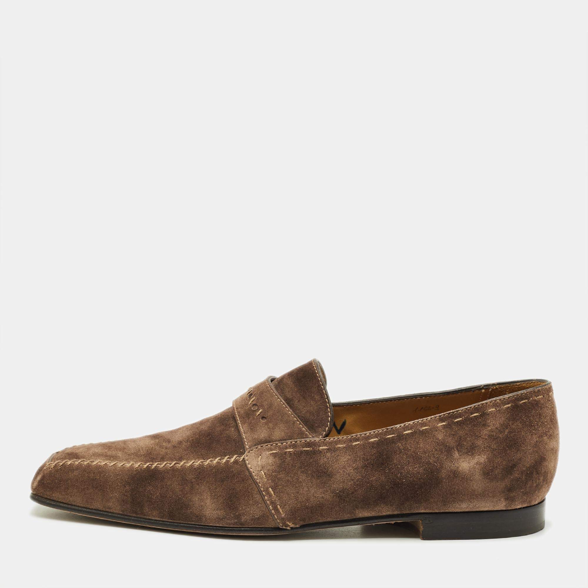 مملوكة مسبقًا حذاء أوكسفورد بيرلوتي جلد أسود برباط مقاس 42