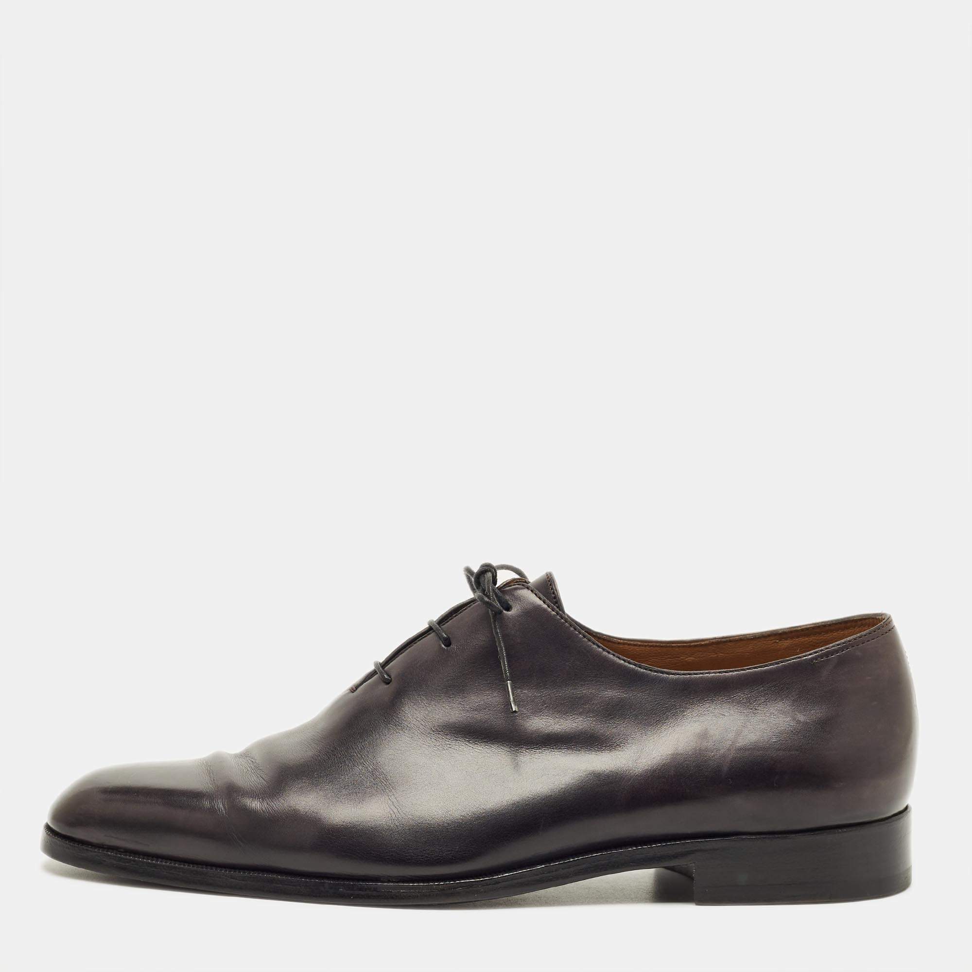 Pre Owned Berluti Size 43.5 Black Leather Derby