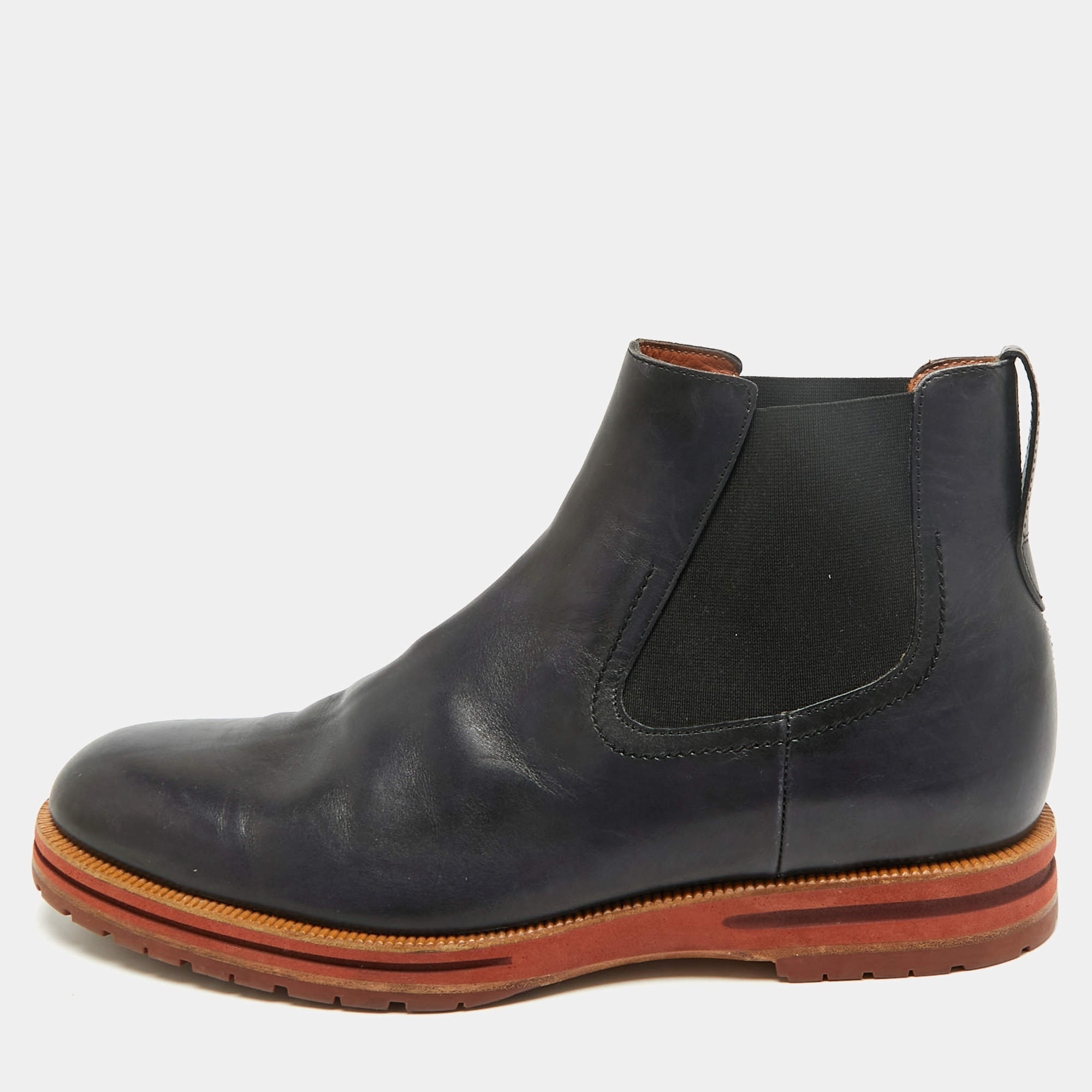 Pre Owned Berluti No Style Size 43 Navy Blue Leather Chelsea Boots
