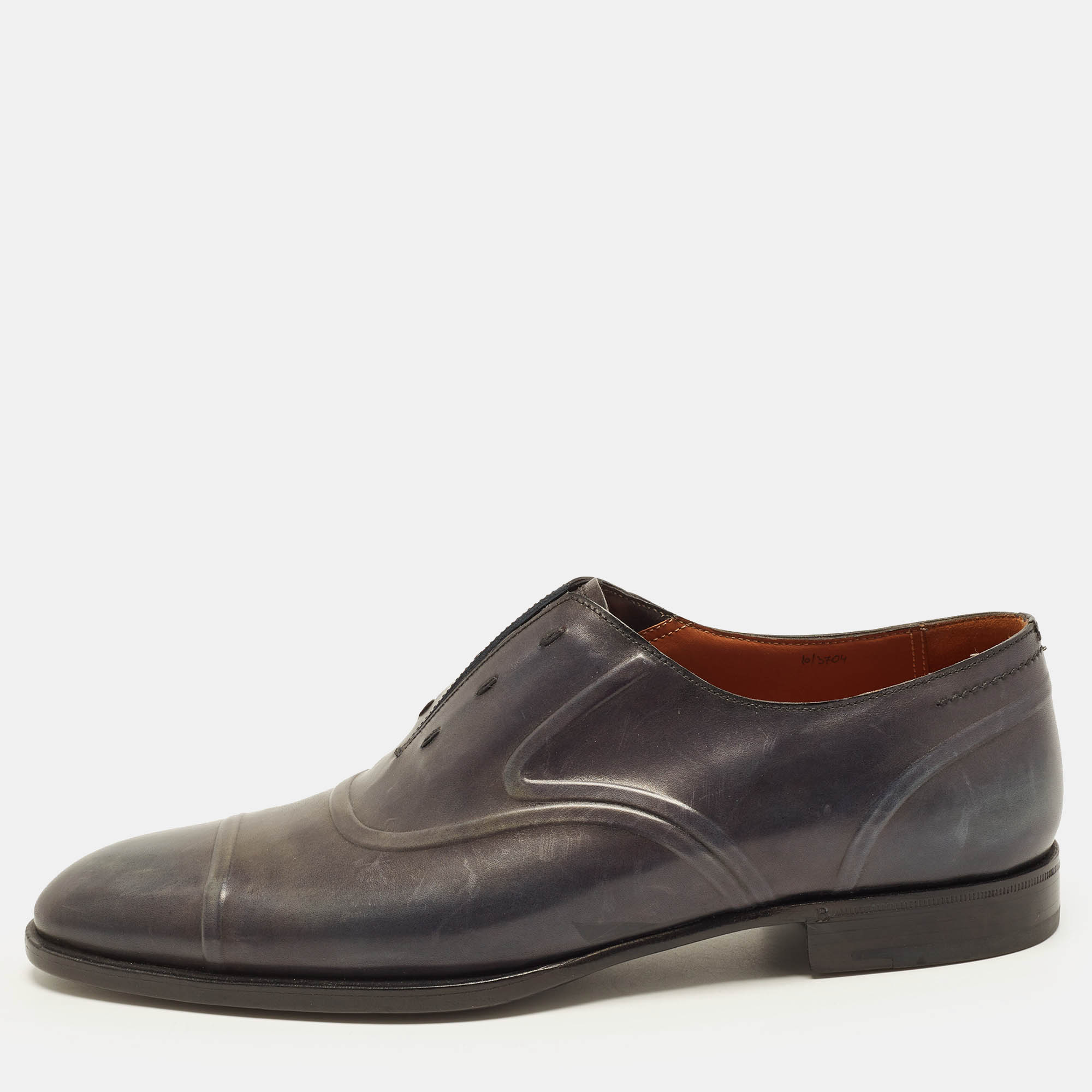 مملوكة مسبقًا Berluti Alessandro Size 44 Patina Blue Leather Oxfords