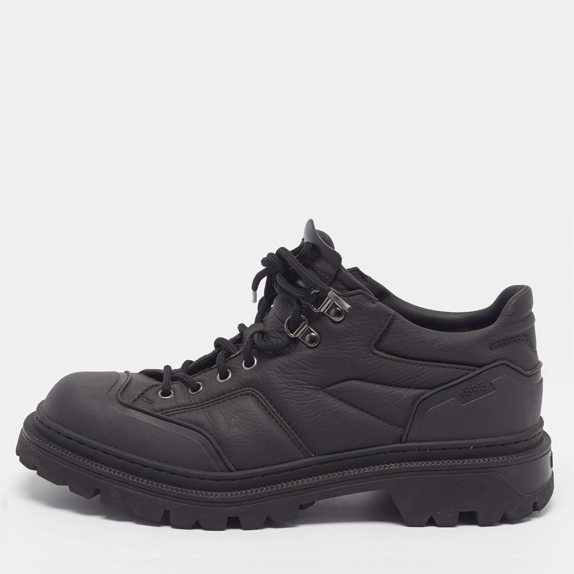 Pre Owned Berluti Brunico Size 41 Black Leather and Rubber Combat Boots