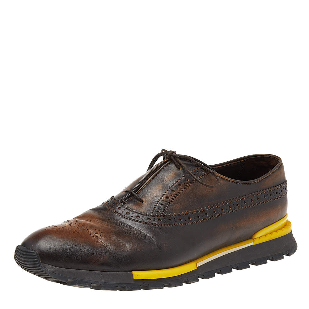 Berluti Brown Brogue Leather Lace Up Oxford Size 44