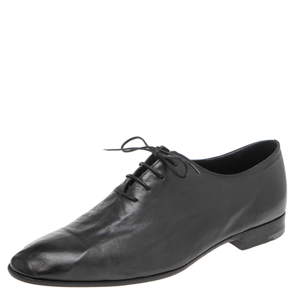 Pre Owned Berluti Black Leather Lace Up Oxfords Size 42