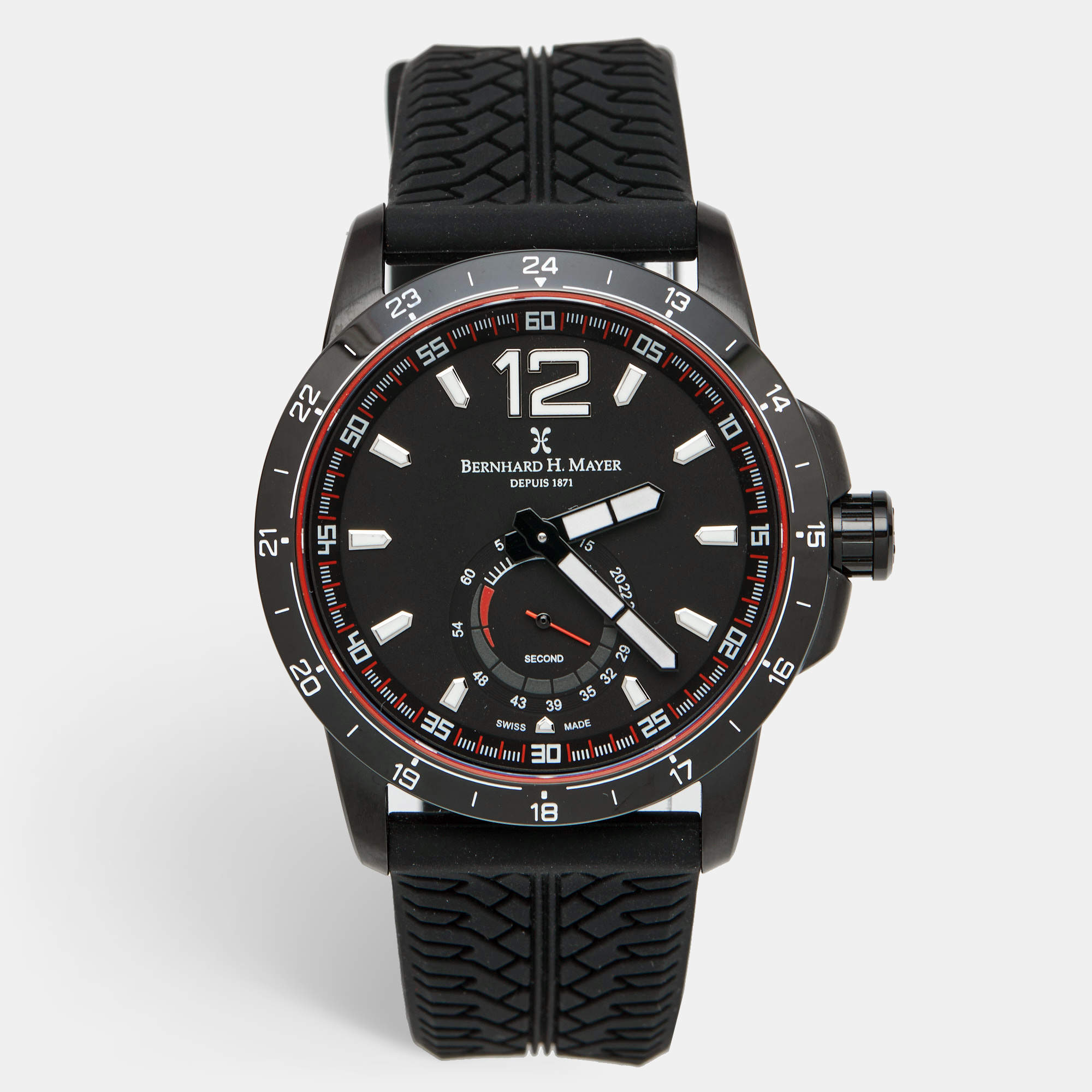 Pre Owned Bernhard H.Mayer Black PVD Coated Stainless Steel Silicone Drift Glider BH11/CW Men's Wristwatch 44 mm