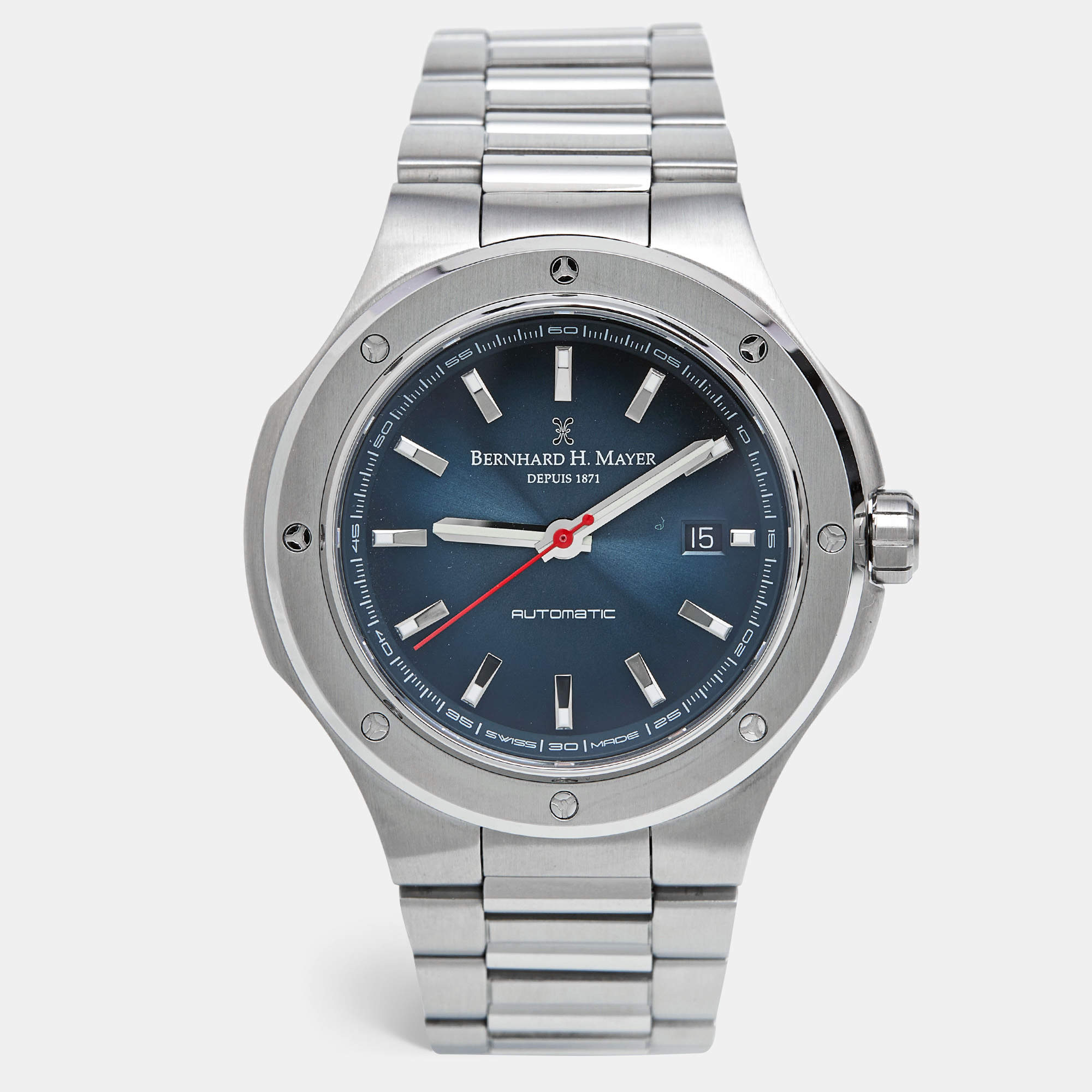 Pre Owned Bernhard H. Mayer Blue Stainless Steel Limited Edition Empire Portus BH51T/CW Men's Wristwatch 44 mm