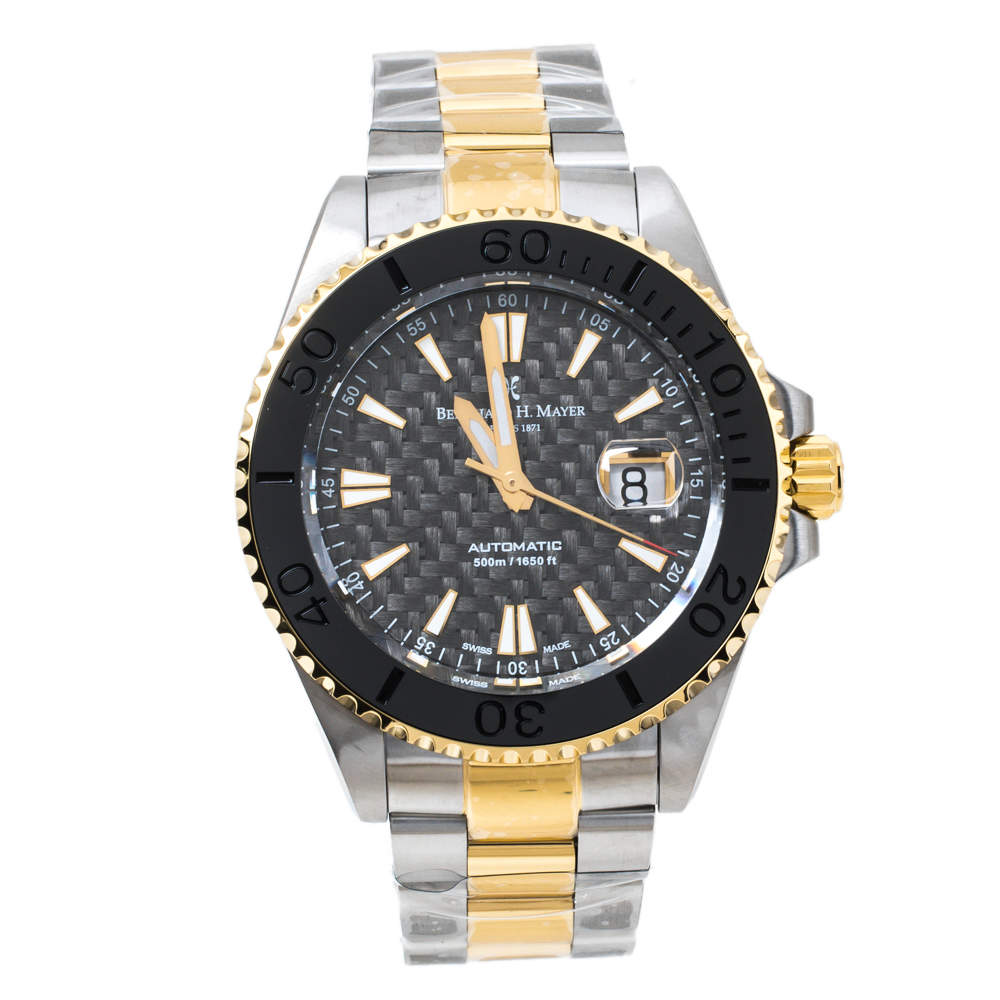 Pre Owned Bernhard H. Mayer Grey Carbon Fiber Two-Tone Stainless Steel Nauticus Royale III Men's Wristwatch 45 mm