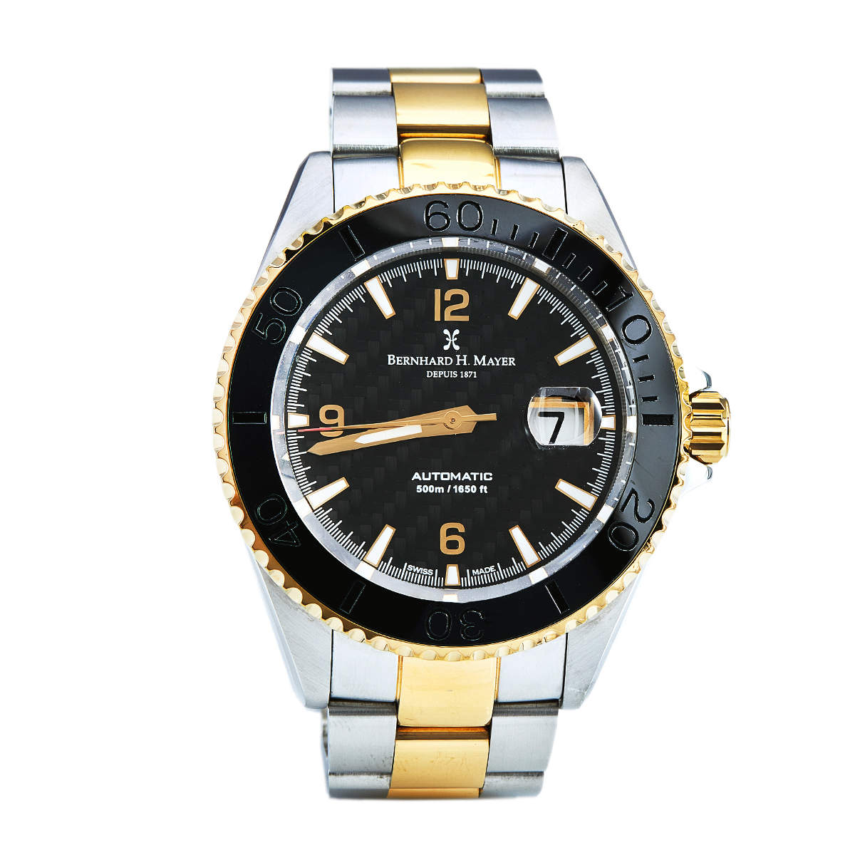 Pre Owned Bernhard H Mayer Black Stainless Steel Nauticus Royale II Men's Wristwatch 45 mm