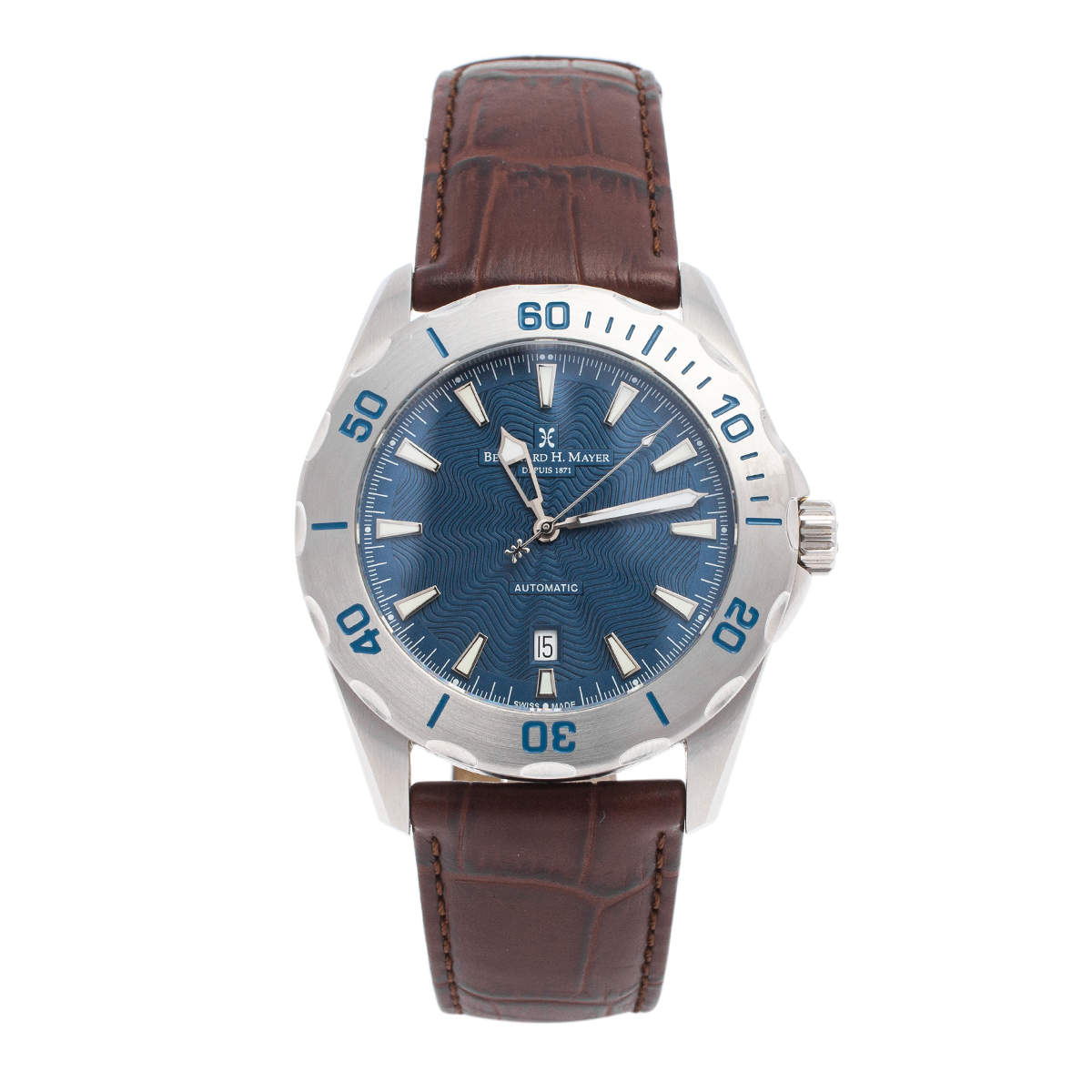 Bernhard H. Mayer Blue Stainless Steel Limited Edition Ballad BH05/CWR Men's Wristwatch 44 mm