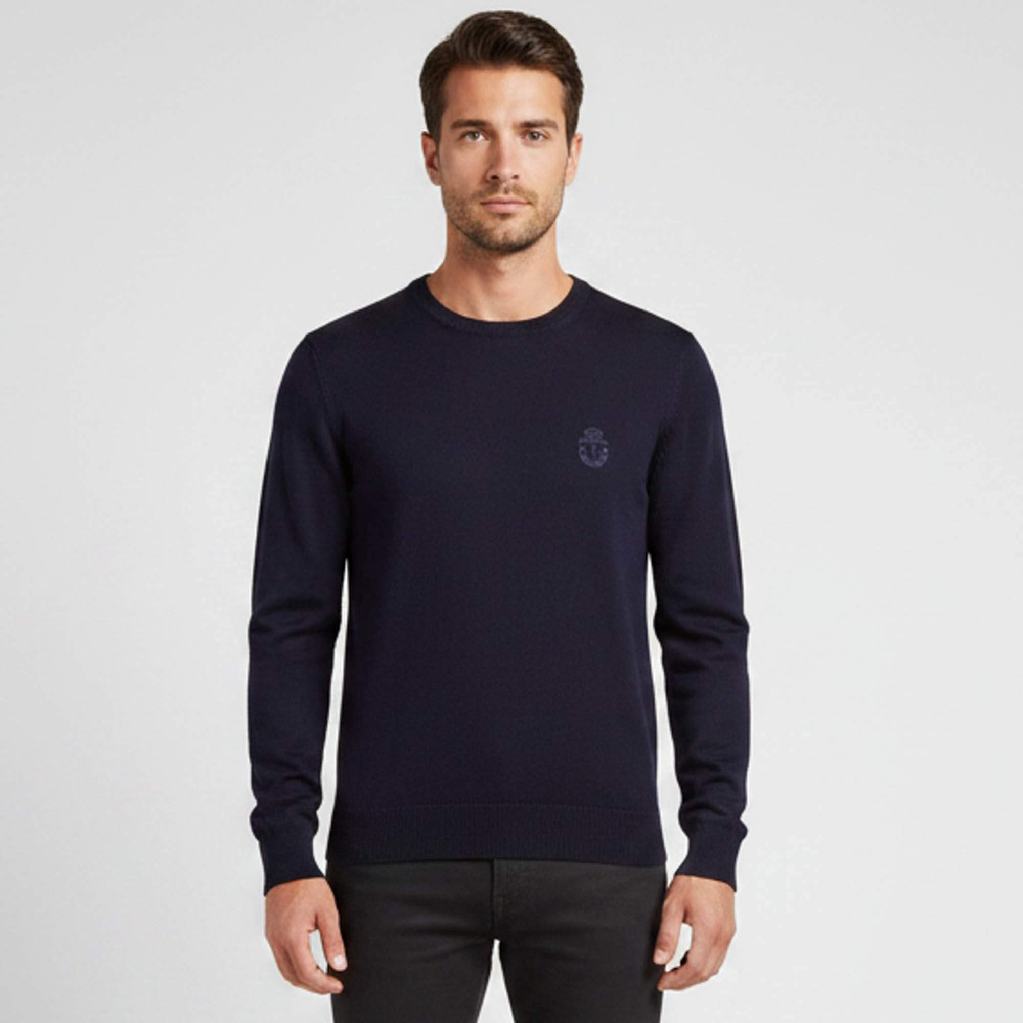 Pre Owned Billionaire Navy Blue Knit Long Sleeve Crewneck Sweatshirt S