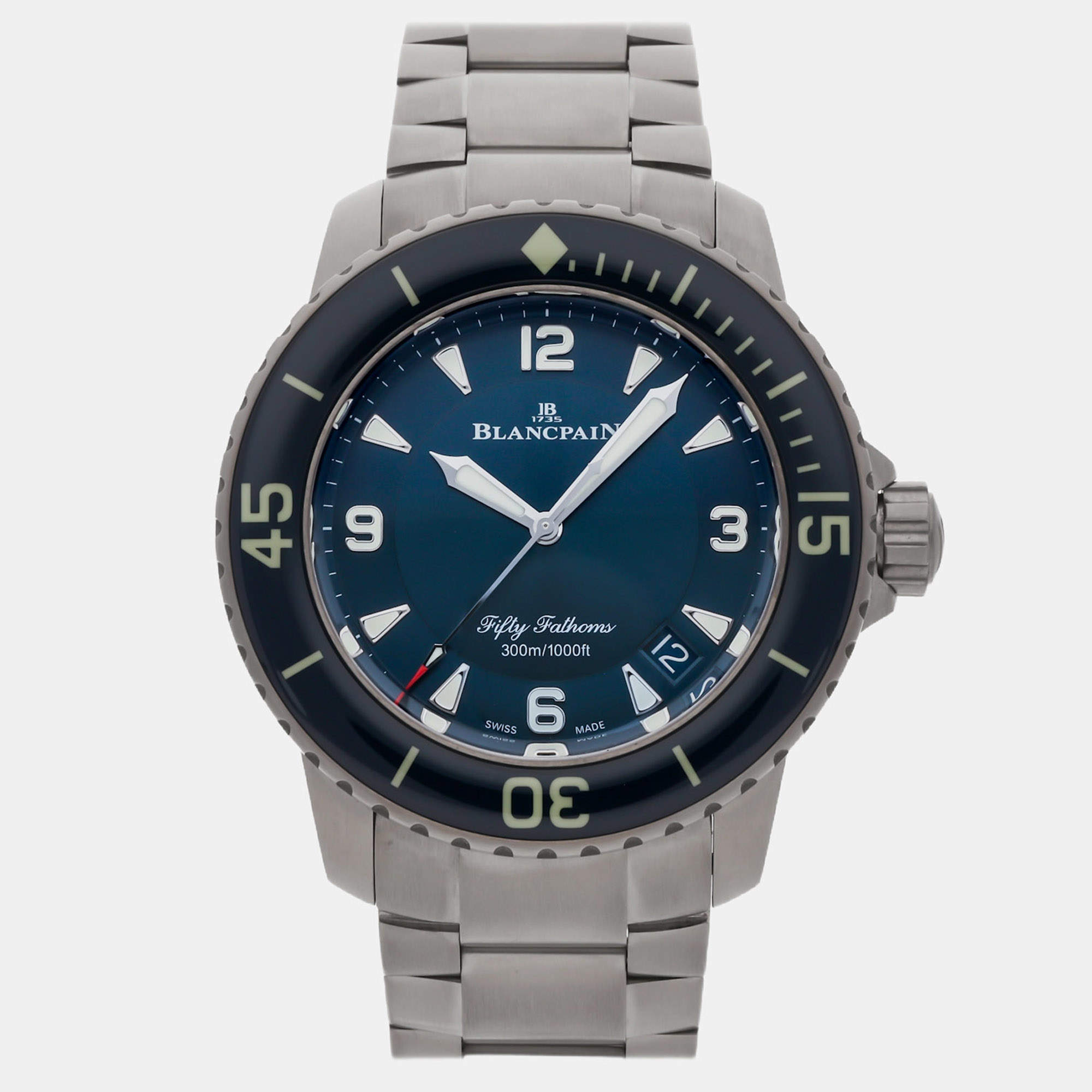 Pre Owned ساعة يد رجالية بلانكبين فيفتي فاثومز 5015-12B40-98B مستعملة