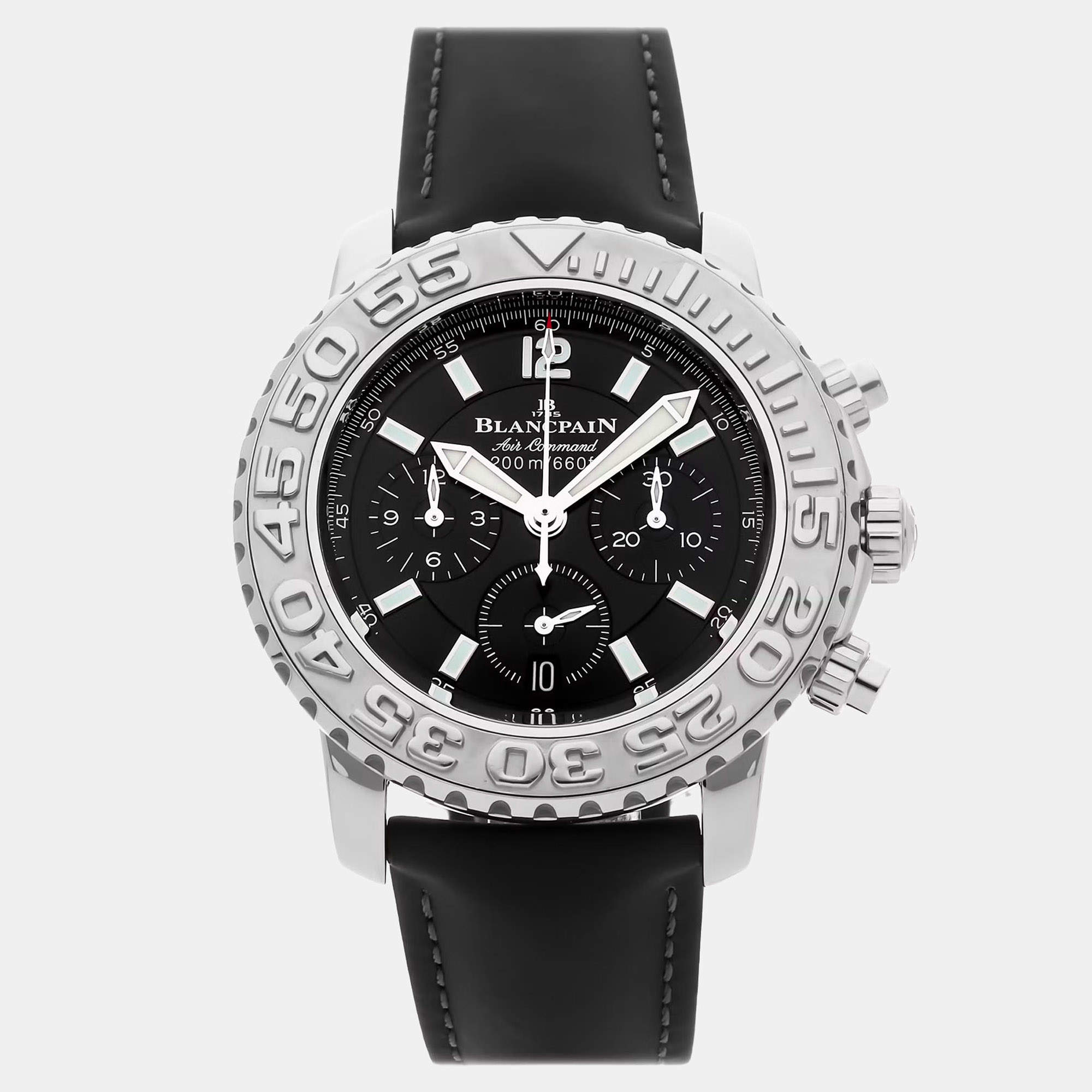 Pre Owned Blancpain Fifty Fathoms Air Command Flyback 2285F-1130-64B Black Stainless Steel Automatic Men's Wristwatch 40mm