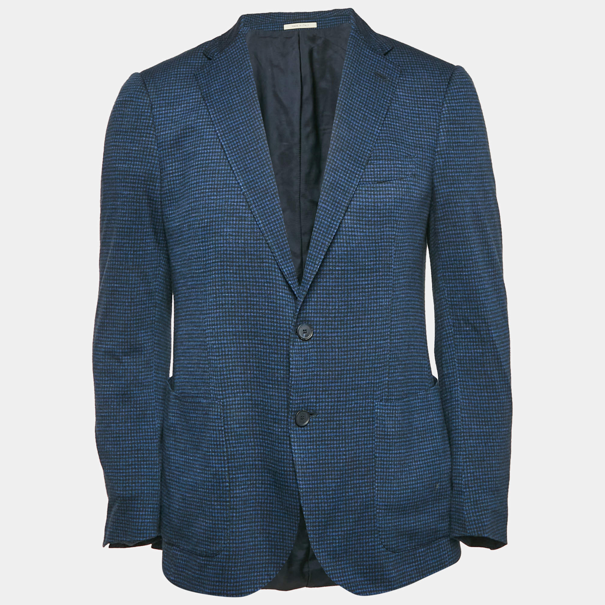 مملوكة مسبقًا Boggi Milano Blue Herringbone Wool Blend Blazer M