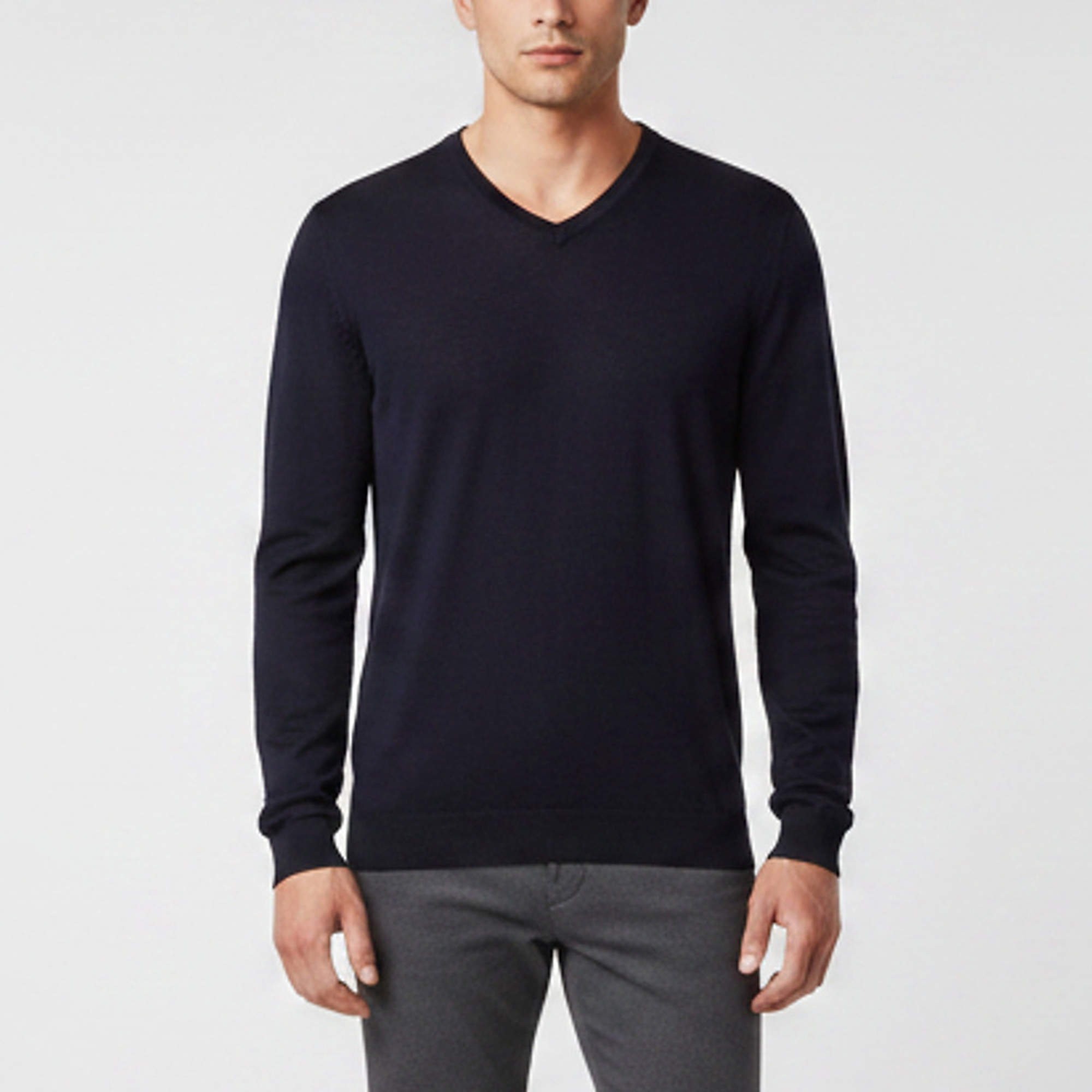 Pre Owned Boss By Hugo Boss Navy Blue Wool Knit Melba-D Pullover L