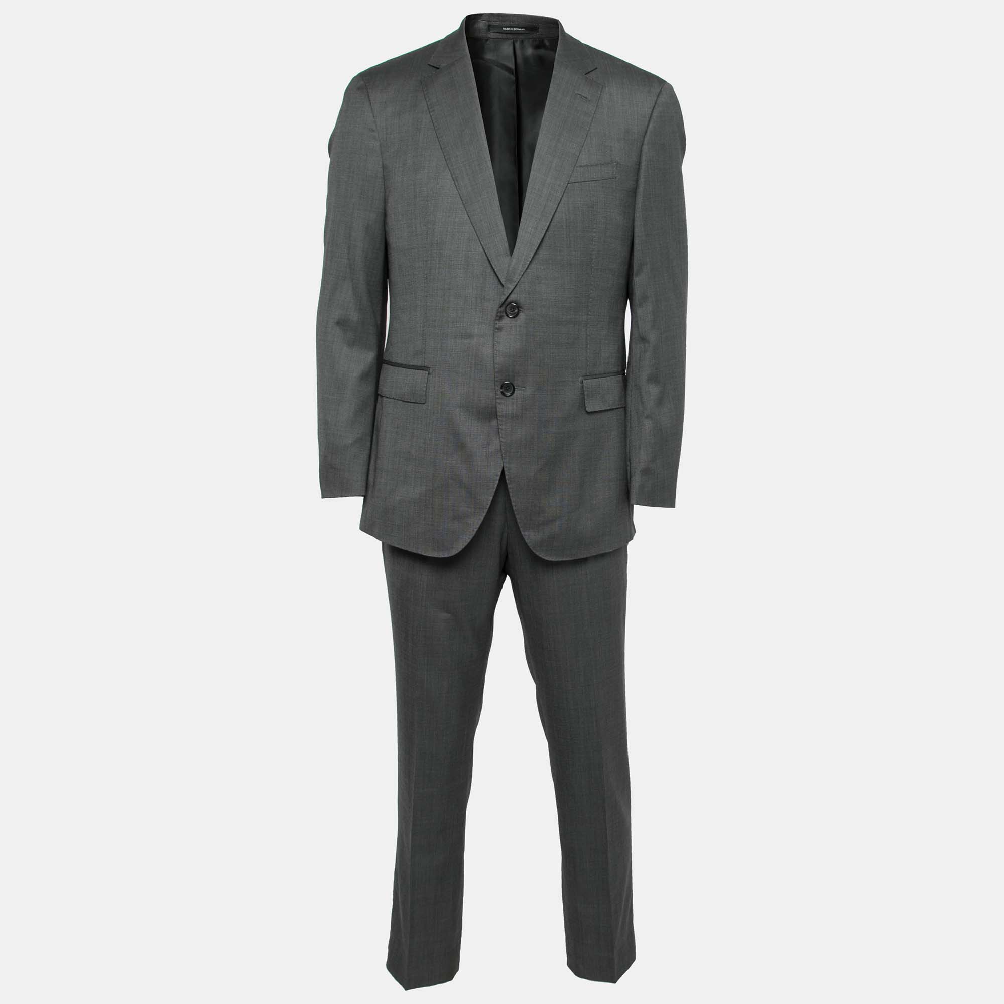 Pre Owned Boss By Hugo Boss Grey Wool F-Harverson2/Garvin2 Slim Fit Suit XL