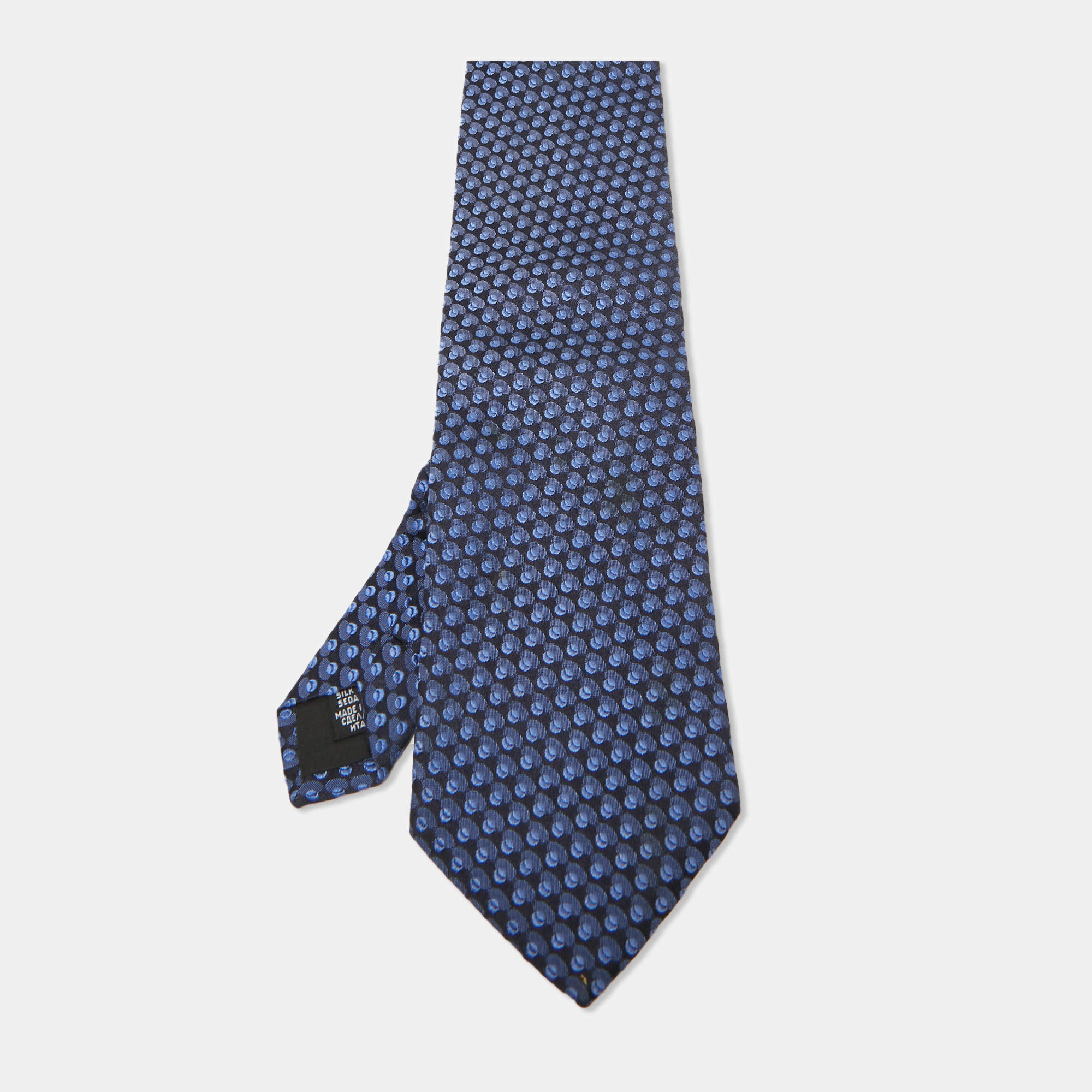 Pre Owned Boss By Hugo Boss Blue Patterned Silk Traditional Tie 