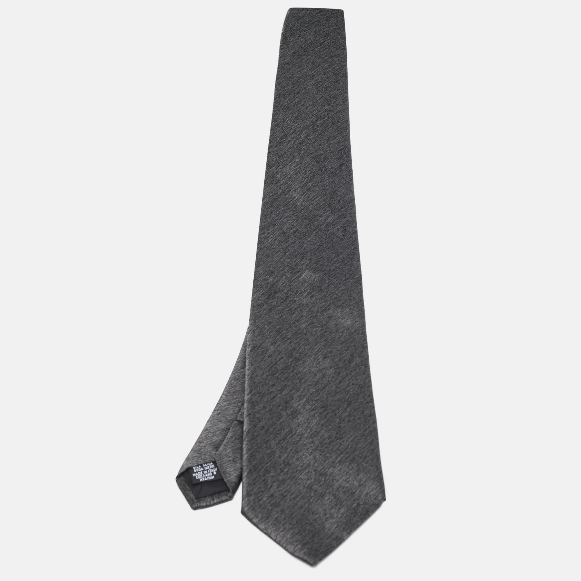 Boss By Hugo Boss Grey Patterned Silk Traditional Tie 