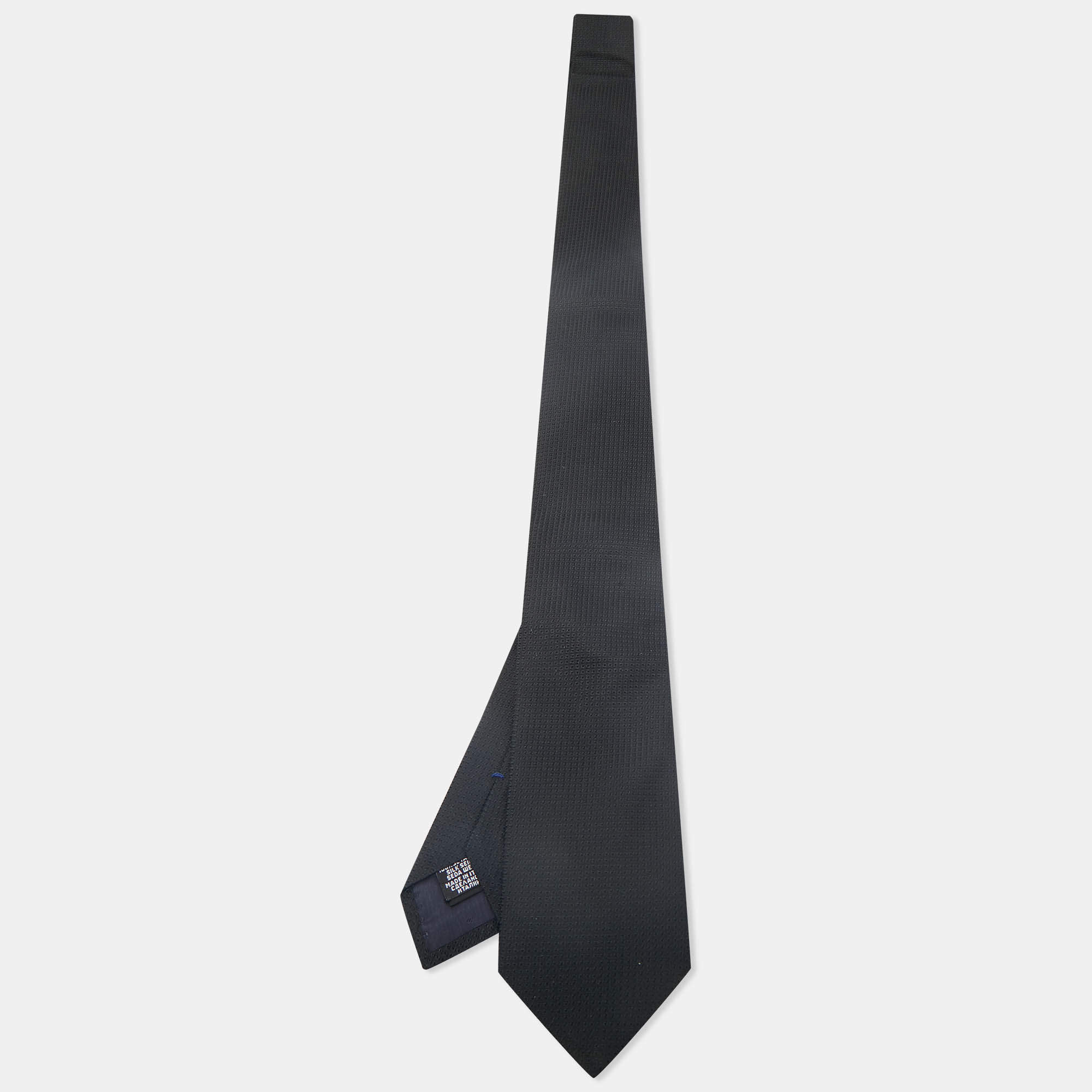 Pre Owned Boss By Hugo Boss Black Patterned Silk Tie 