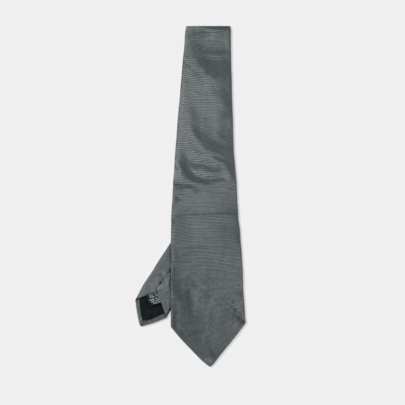 Pre Owned Boss By Hugo Boss Grey/Metallic Jacquard Silk Tie
