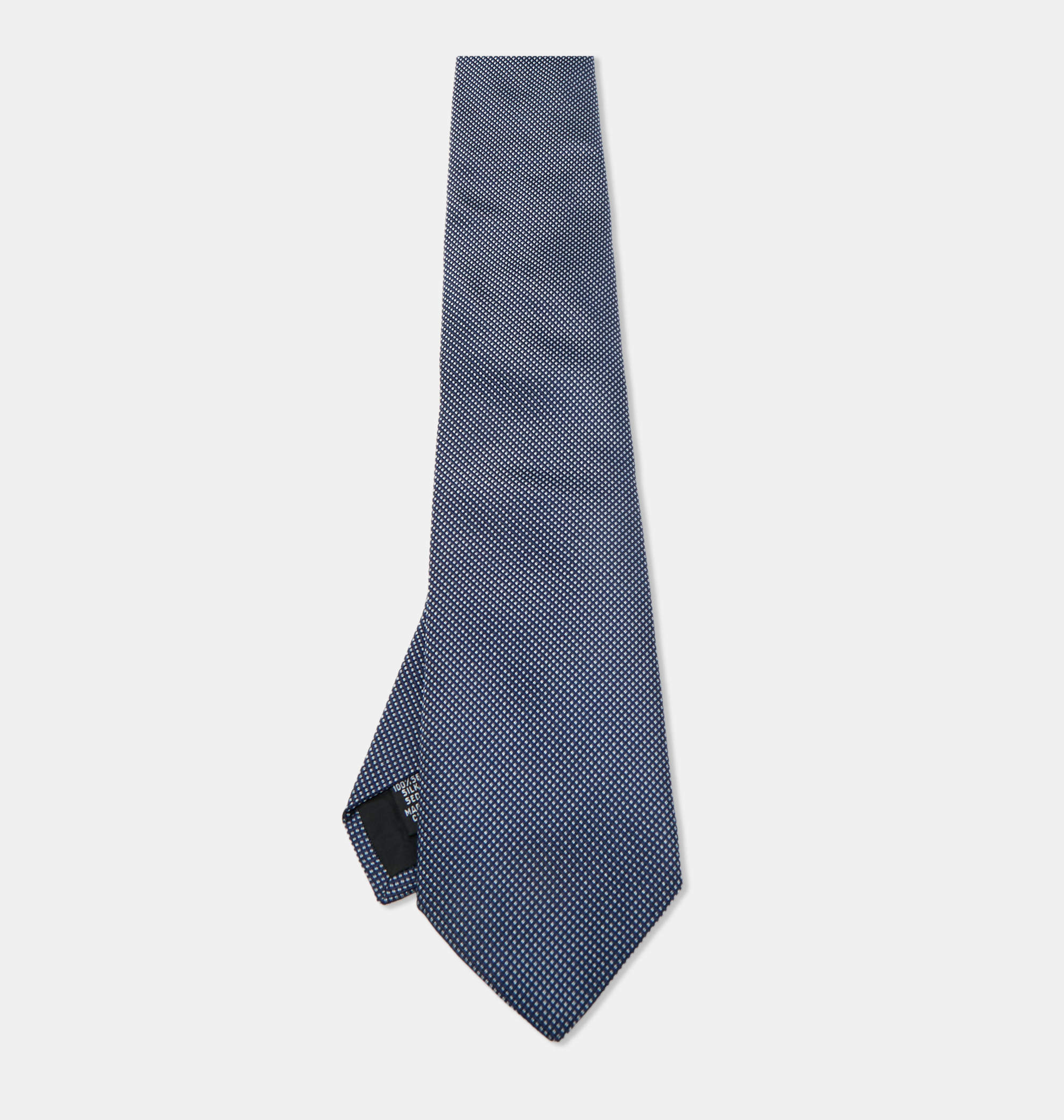 Pre Owned Boss By Hugo Boss Navy Blue Patterned Silk Tie