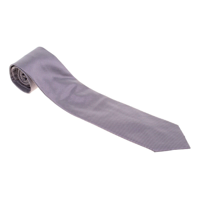 Boss by Hugo Boss Purple and Grey Checkered Silk Tie
